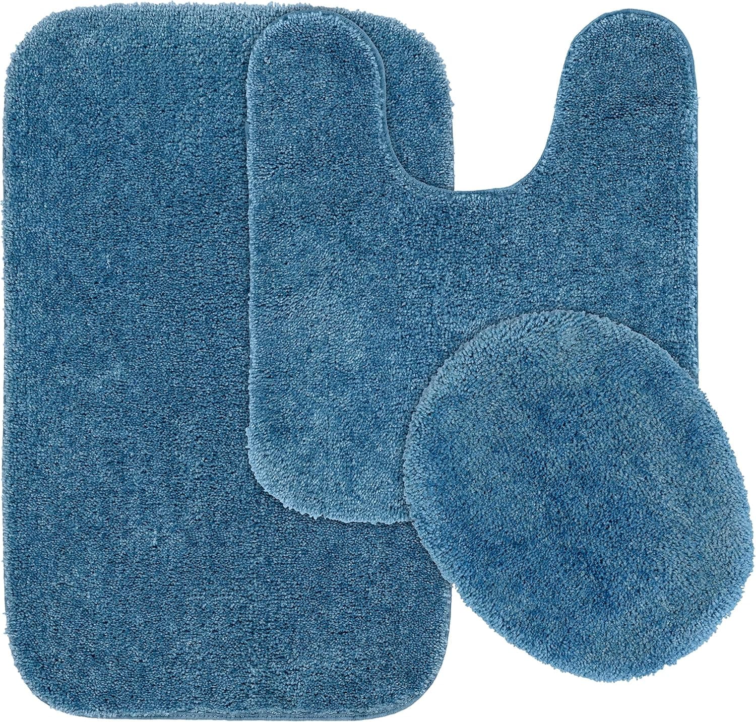 Garland Rug Traditional Bath Rug Set, 3-Piece Set, Basin Blue
