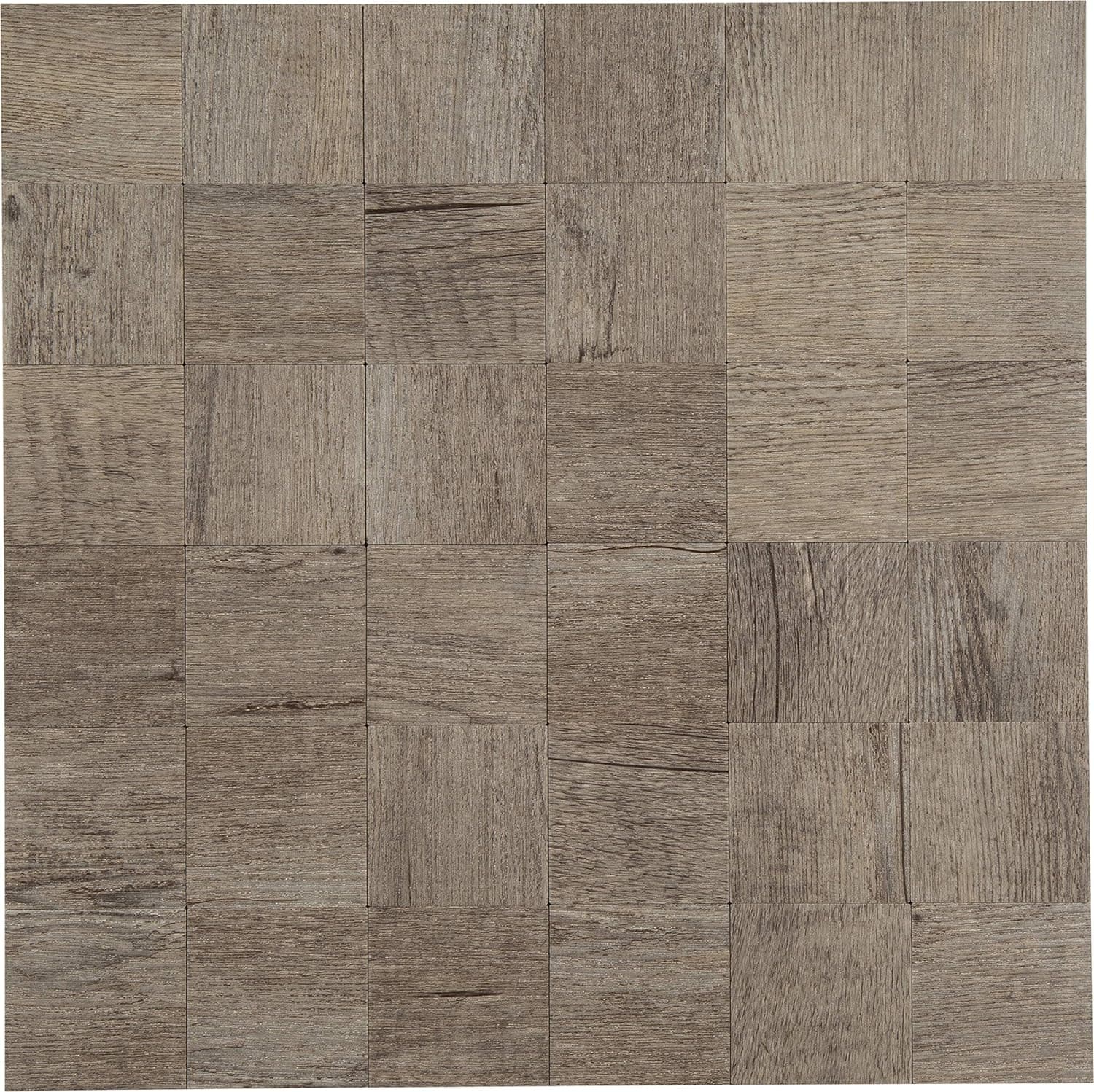 Peel & Stick Stone Tile Backsplash - Metal Wood Square Design - 11.5" X 11.7"