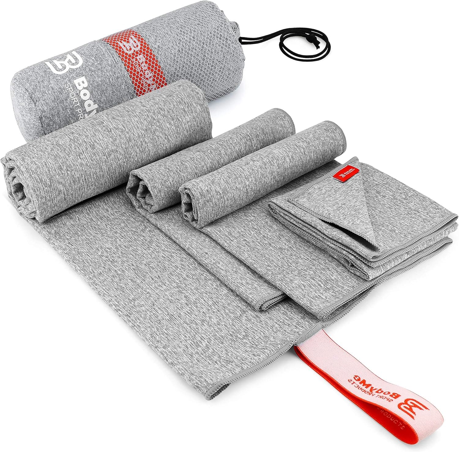 4 Towels at Price of 1 Microfiber Gym Towels – Multi Size Pack Towel Workout Towels 4X Absorption, Quick Dry Towel & Odor Block Compact Lightweight Camping Towel Travel Towel Set (BLACK)