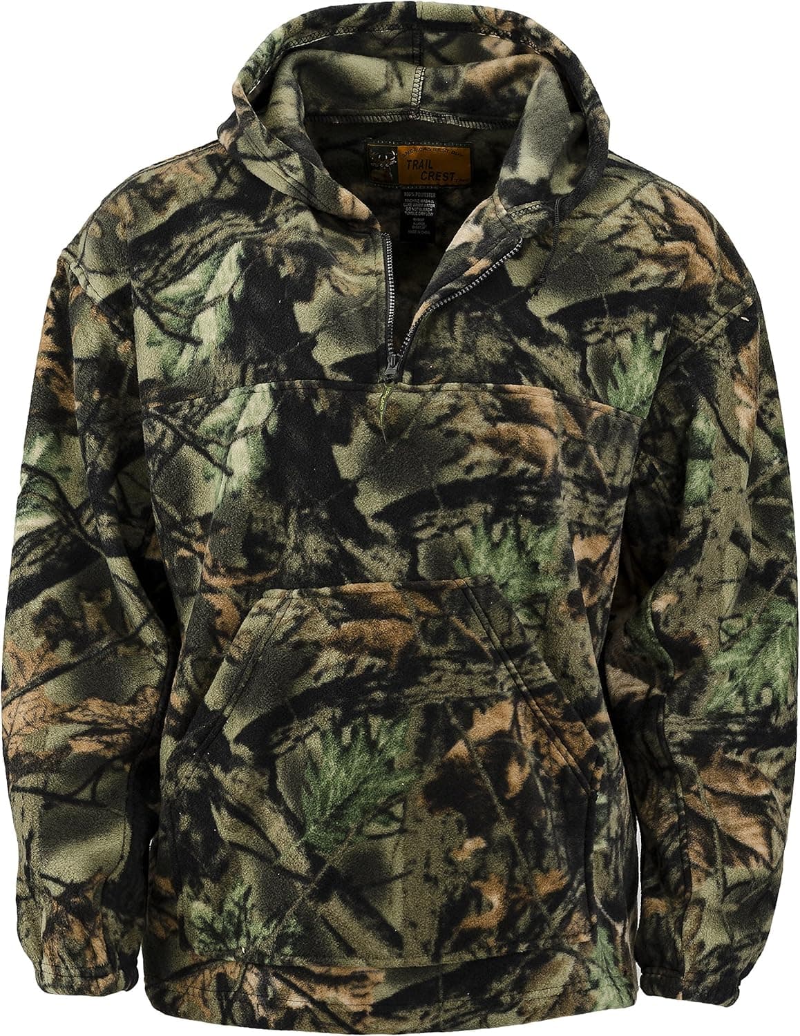 Trail Crest Mens Fleece Hunting Camouflage 1/4 Zip Hooded Sweatshirt