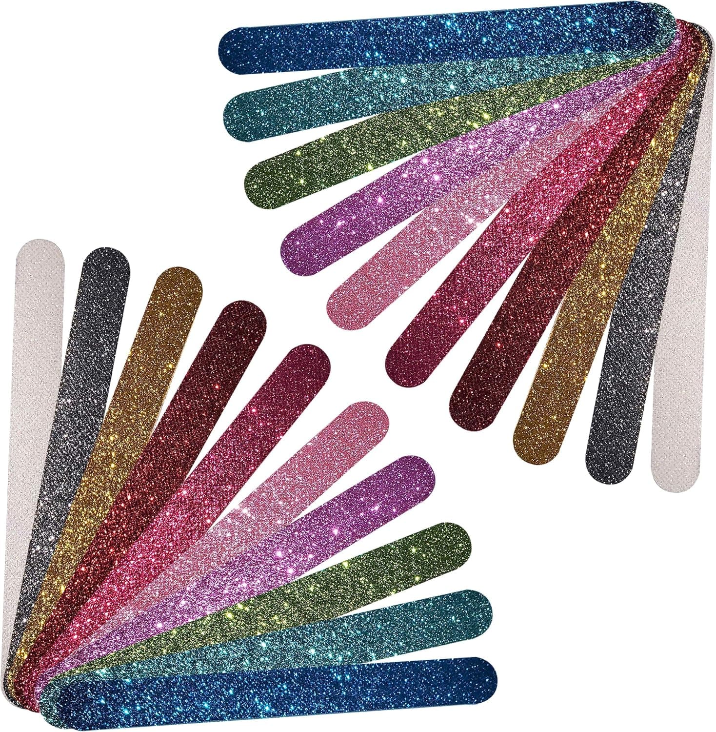P2P Nails Glitter Colorful Nail File Strips - Manicure and Pedicure Nail Buffers - Double Sided Filers for Shaping and Smoothing Toenails and Fingernails (Regular, 20)