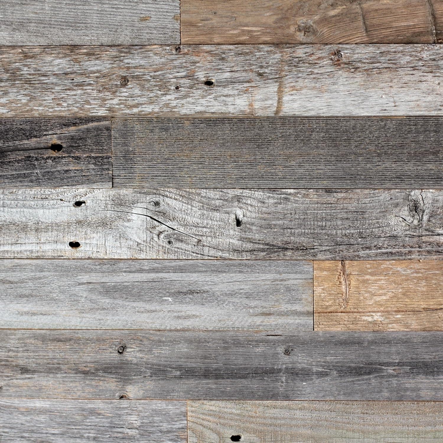 Plank and Mill - Reclaimed Barn Wood Wall Panels - Simple Peel and Stick Planks for Accent Walls, Kitchens, and Other Projects - 20 Square Feet of 3" Wide: Classic Barn Wood