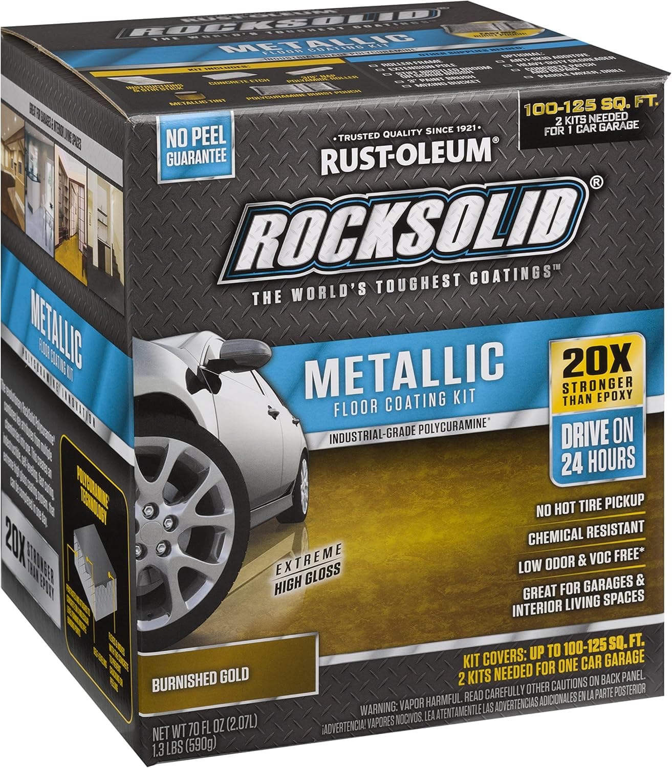 Rust-Oleum 299744 Rocksolid Metallic Garage Floor Coating, 2.18 Quarts (Pack of 1), Burnished Gold