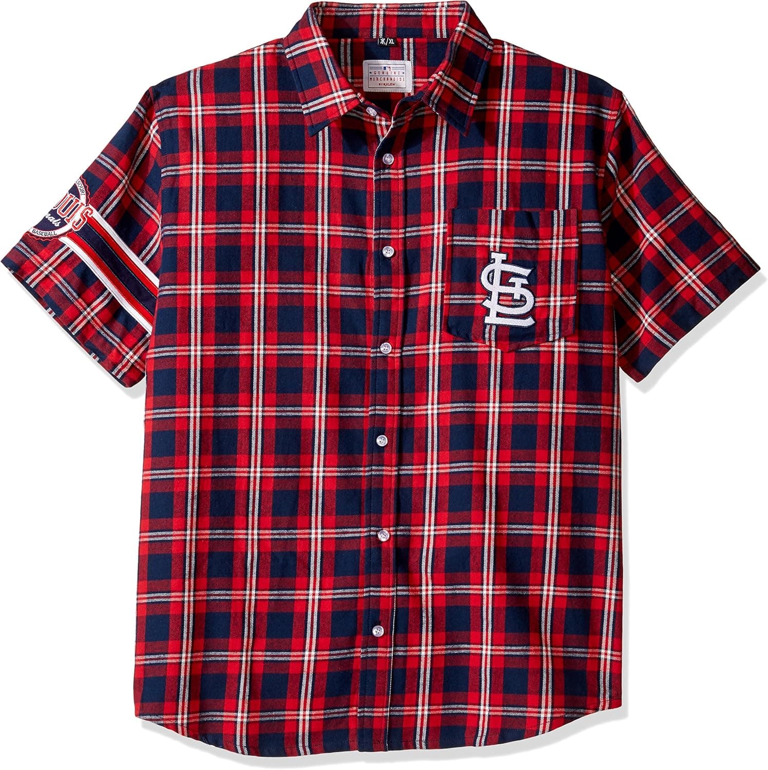 St. Louis Cardinals Wordmark Basic Flannel Shirt - Short Sleeve Extra Large