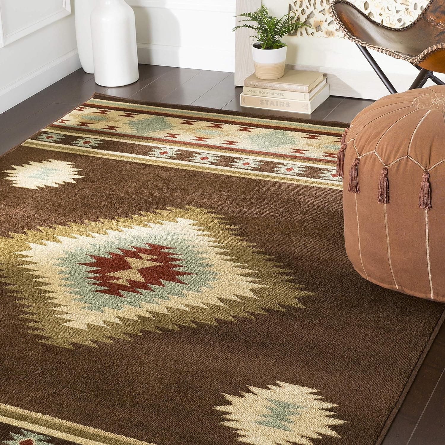 Artistic Weavers Area Rug, Olive and Dark Brown