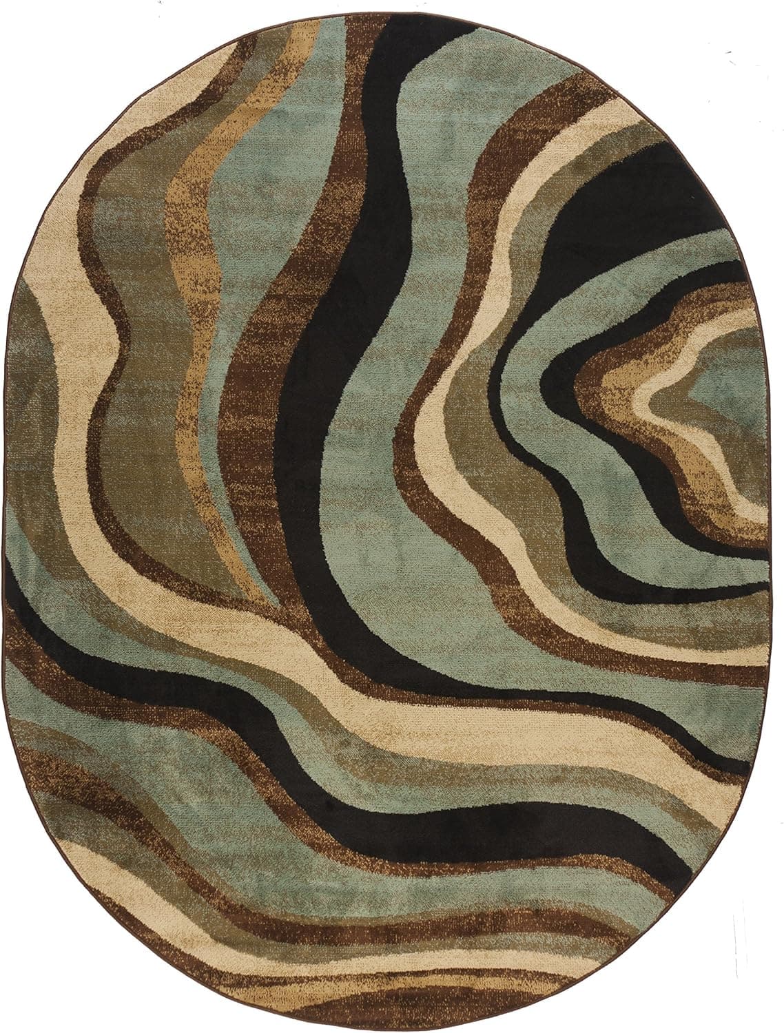 Well Woven Barclay Nirvana Waves Multi/Blue Modern Area Rug 5'3" X 6'10" Oval