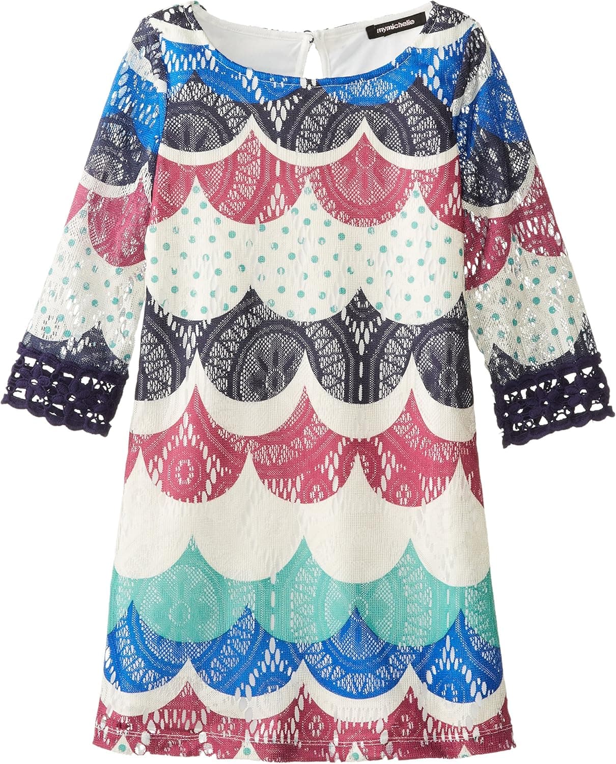 My Michelle Big Girls' Three-Quarter Sleeve Crochet Chevron Sheath Dress