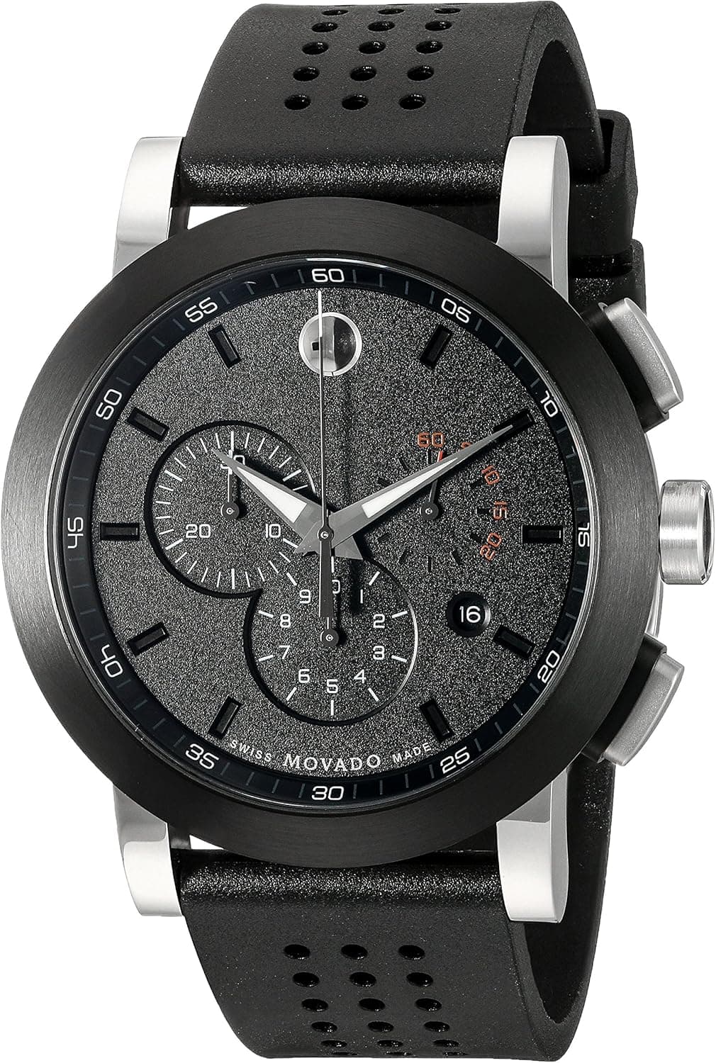 Movado Men's 0606545 "Museum" Perforated Black-Rubber Strap Sport Watch