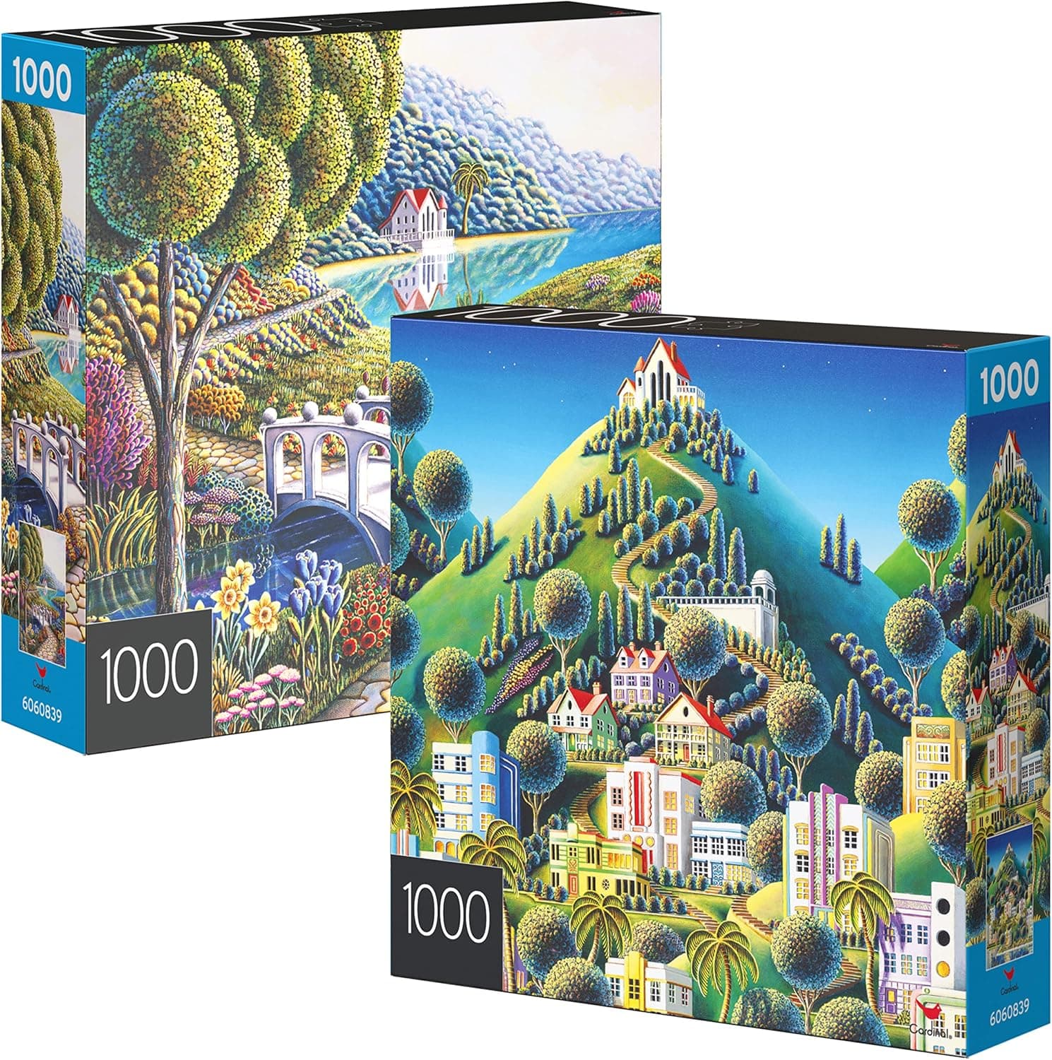 2-Pack of 1000-Piece Jigsaw Puzzles, Daffodils and Hidden Village | Puzzles for Adults and Kids Ages 8+, Amazon Exclusive
