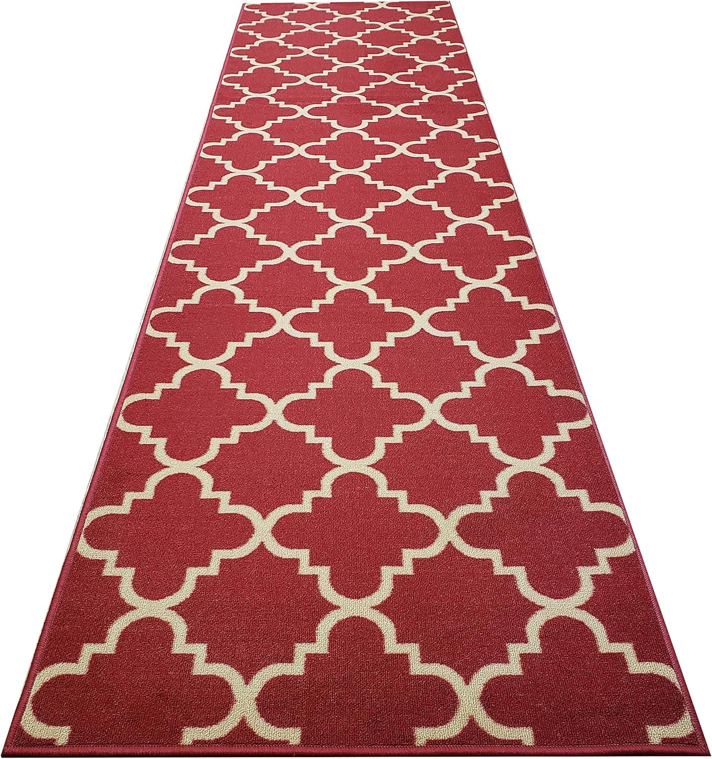 Maxy Home Custom Size Hallway Runner Rug - 31 in x 12 feet - Price Drops by Size - Rubber Backed Non Slip Trellis - Choose Width x Length