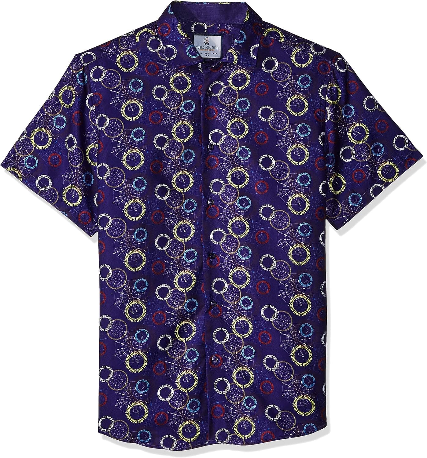 Azaro Uomo Men's Short Sleeve Button Down Shirt Casual Dress Loud Slim Fit