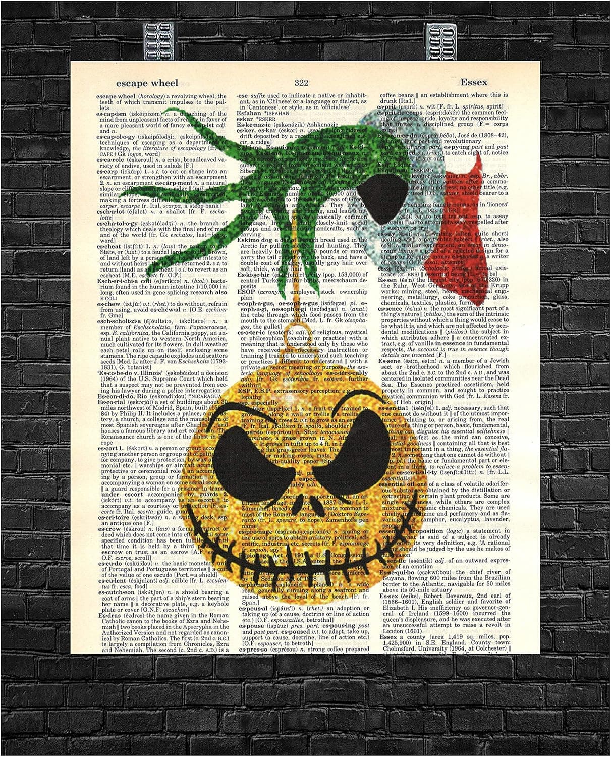 Jack Skellington Christmas Decoration Wall Decor Jack Skellington Christmas Dictionary Art Print 8 x 10