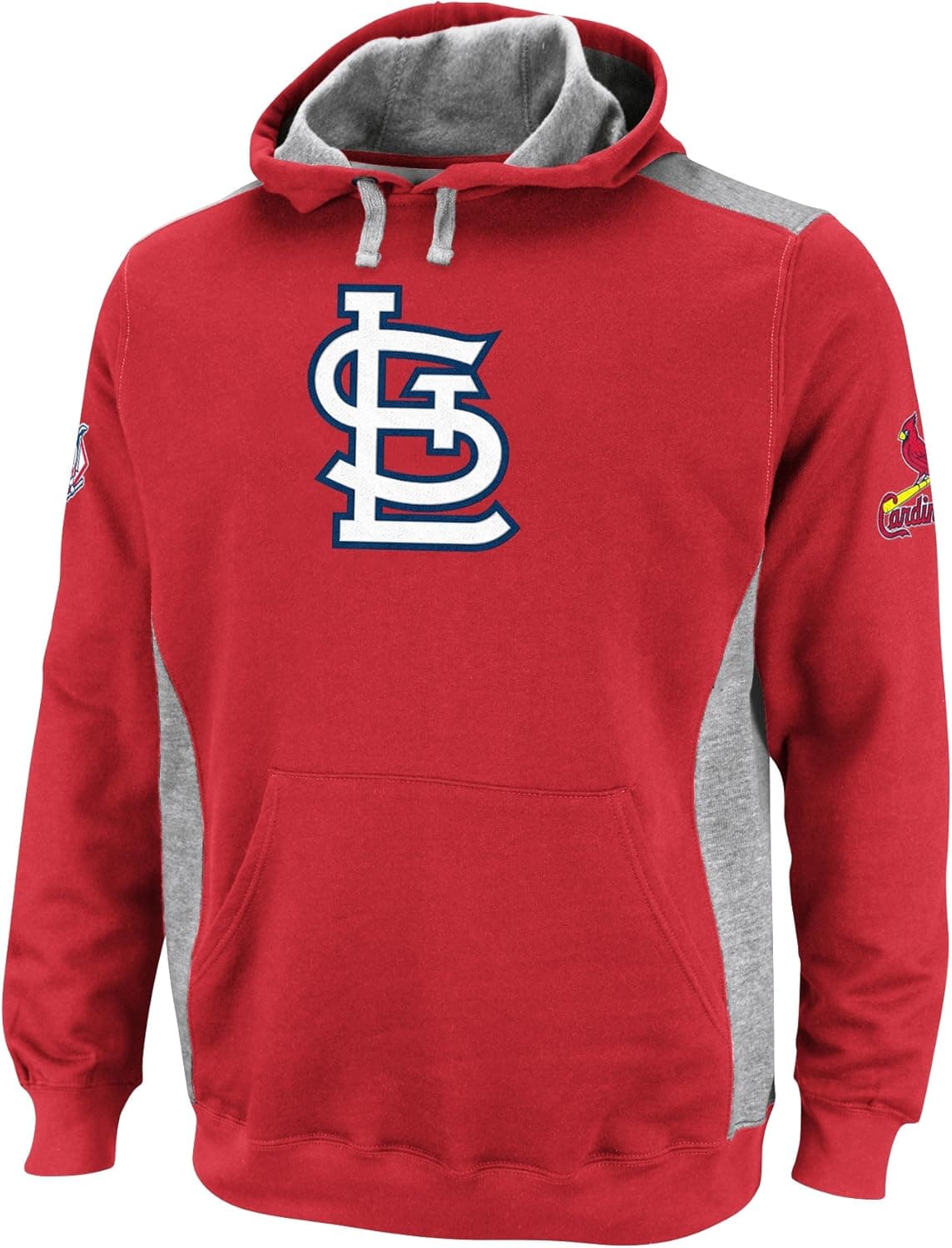 MLB St. Louis Cardinals Catcher Athletic Red/Steel Heather Long Sleeve Hooded Fleece Pullover