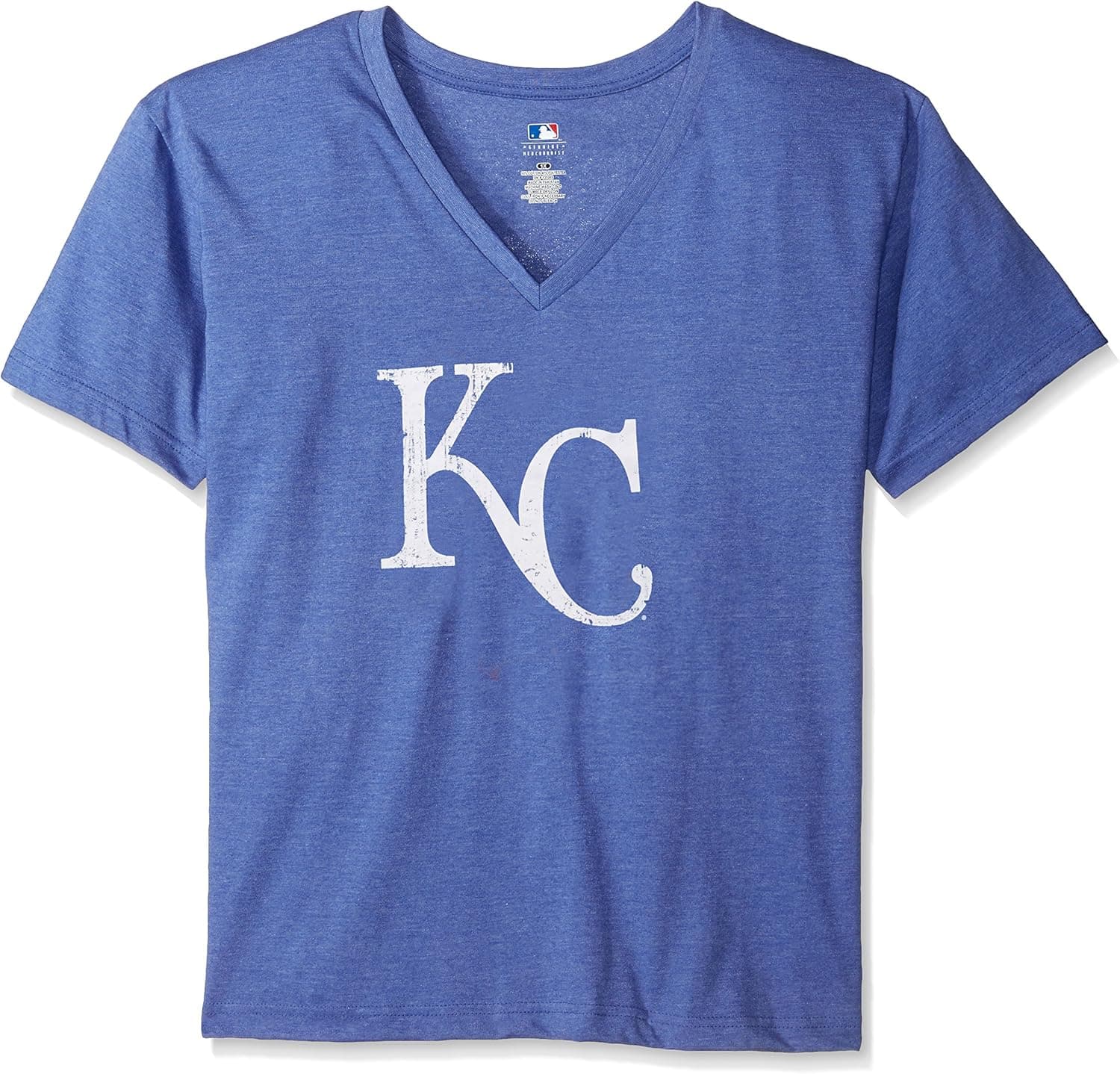 Profile Big & Tall MLB Kansas City Royals Women's Team Short Sleeve V-Neck T-Shirt with Logo, 3X, Royal/Heather