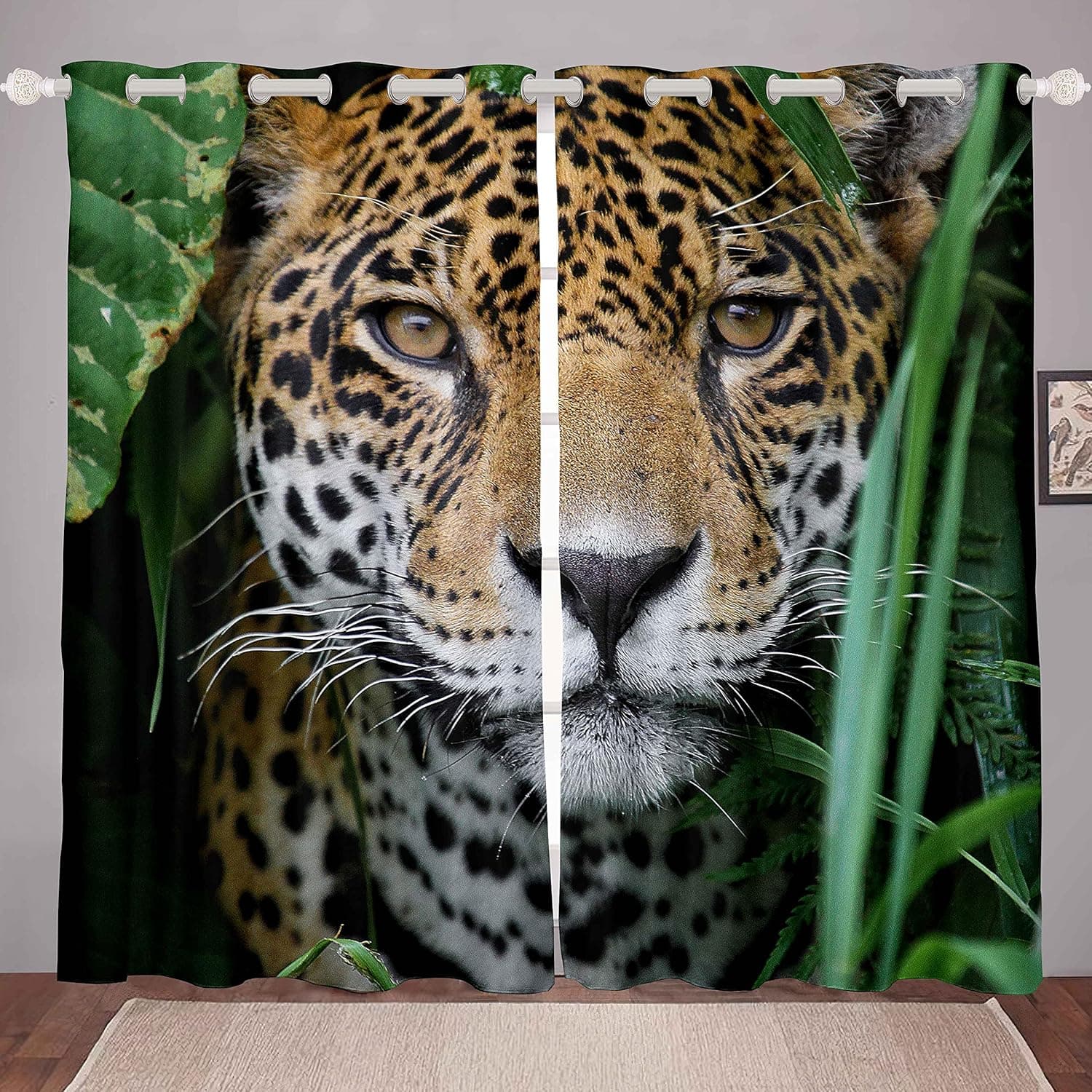 Feelyou Leopard Window Curtains for Bedroom Living Room Cheetah Print Windows Drapes Wild Animal Theme Curtains Wildlife Pattern Room Decoration,42 X 63 Inch,2 Panels