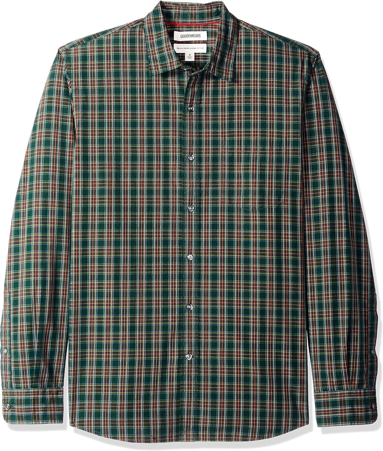 Goodthreads Men's Standard-Fit Long-Sleeve Gingham Poplin Shirt