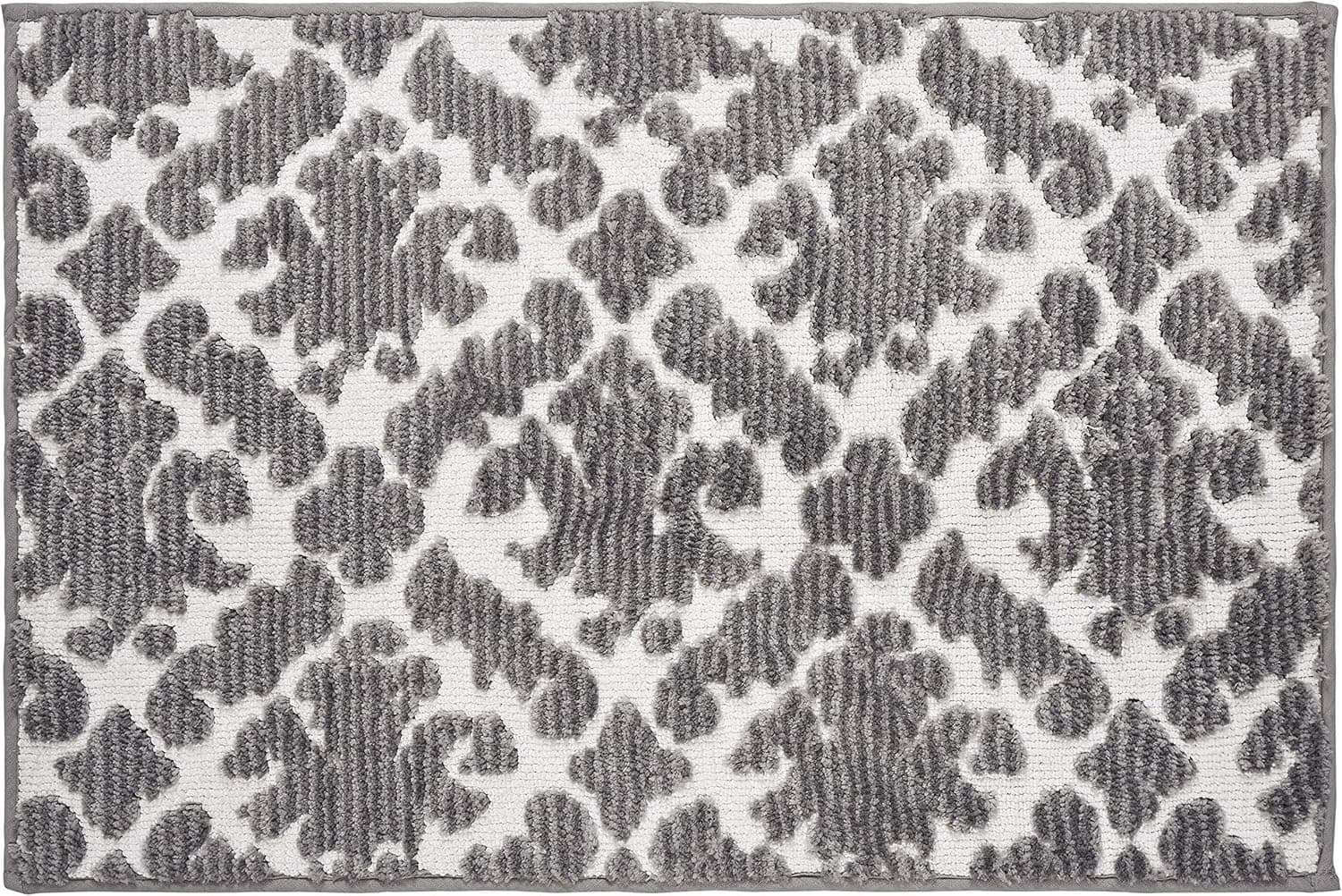 Tahari Home | Murray Stylish Ultra Modern Luxury Non Slip Absorbent Rug, Plush Bath Mat for Tub, Shower and Bathroom, Machine Washable, 20"x30", Grey
