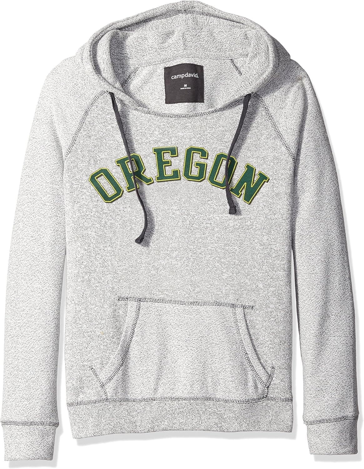Camp David NCAA Oregon Ducks Women's Reverse Sleeve and Pocket Hoodie, Small, Pepper/Charcoal