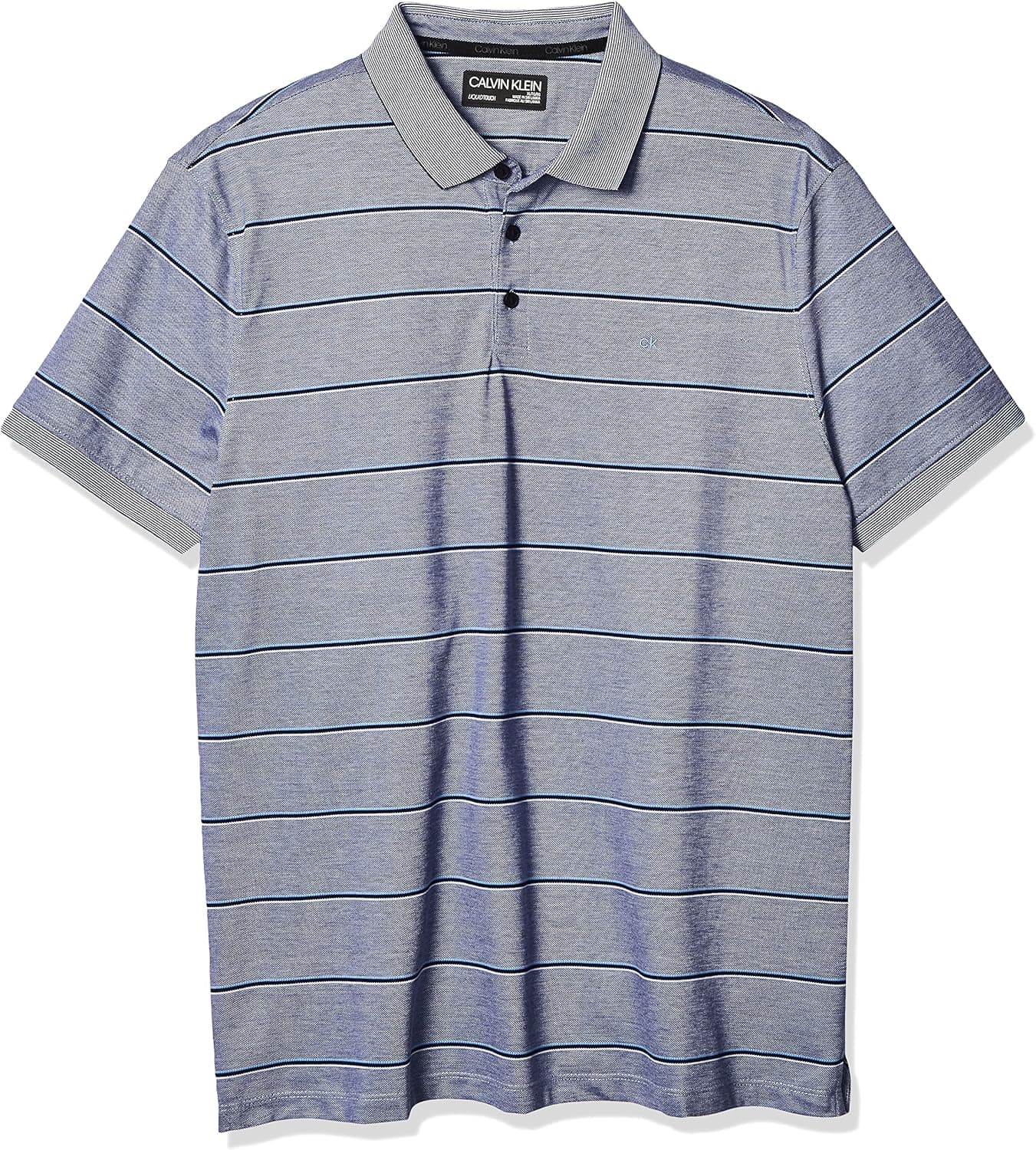 Calvin Klein Men's Liquid Touch Striped Polo with Uv Protection