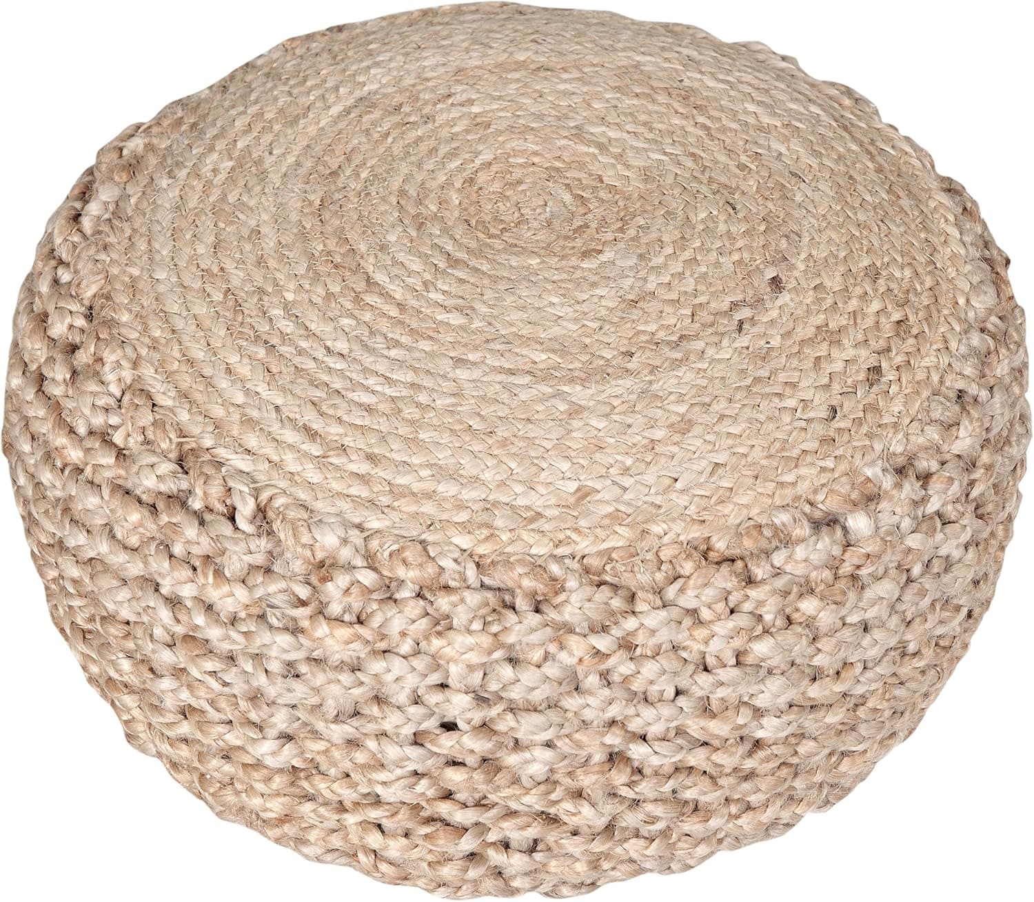 L.R. Resources Nature's Child Braided Jute Pouf Ottoman, 10" x 20"