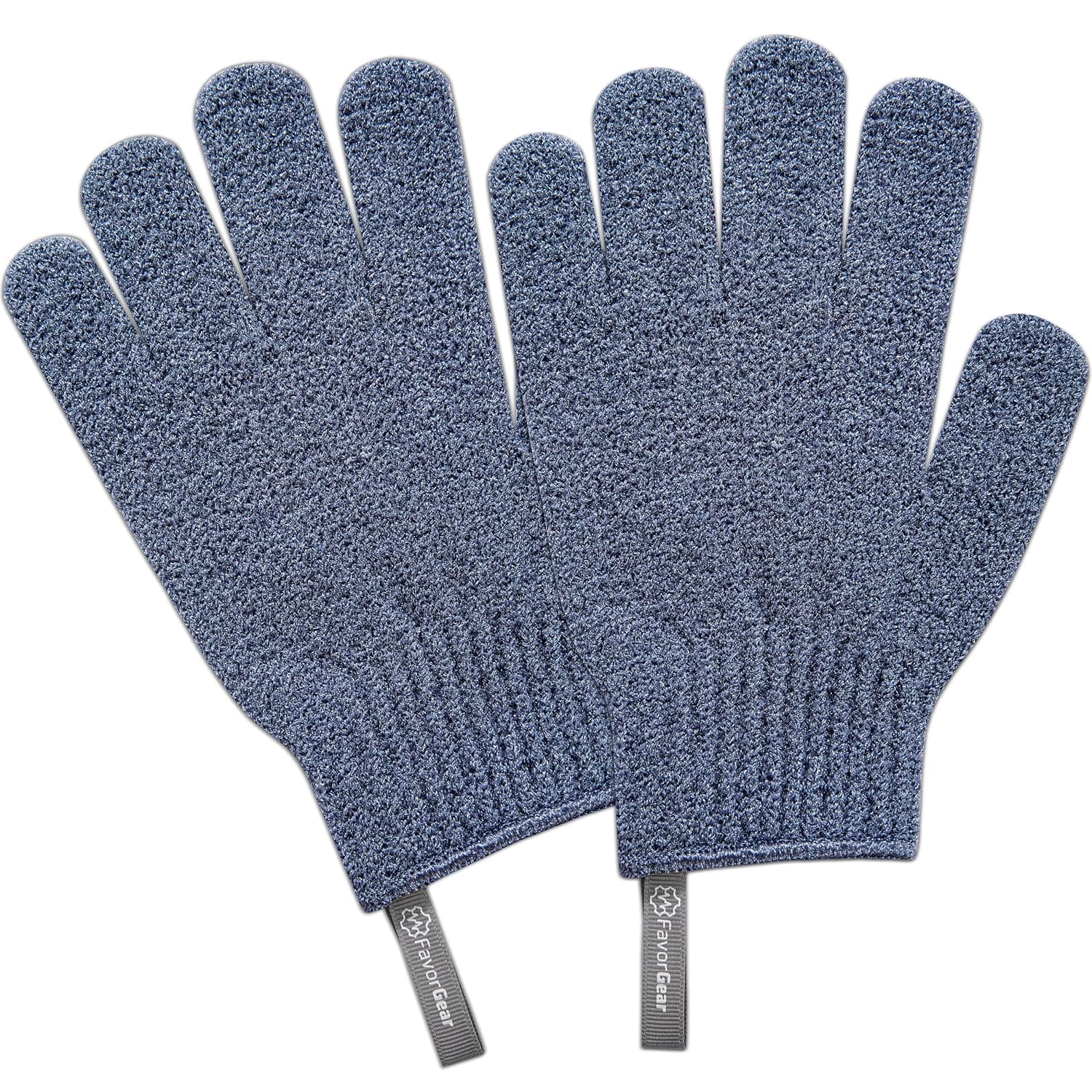 Exfoliating Bath Gloves, Exfoliating Body Scrubber for Women & Men Shower, Exfoliator, Spa - Dead Skin Remover, Exfoliating Mitt with Hanging Loop, Nylon Heavy Exfoliation(2 Pair, 4 Gloves)