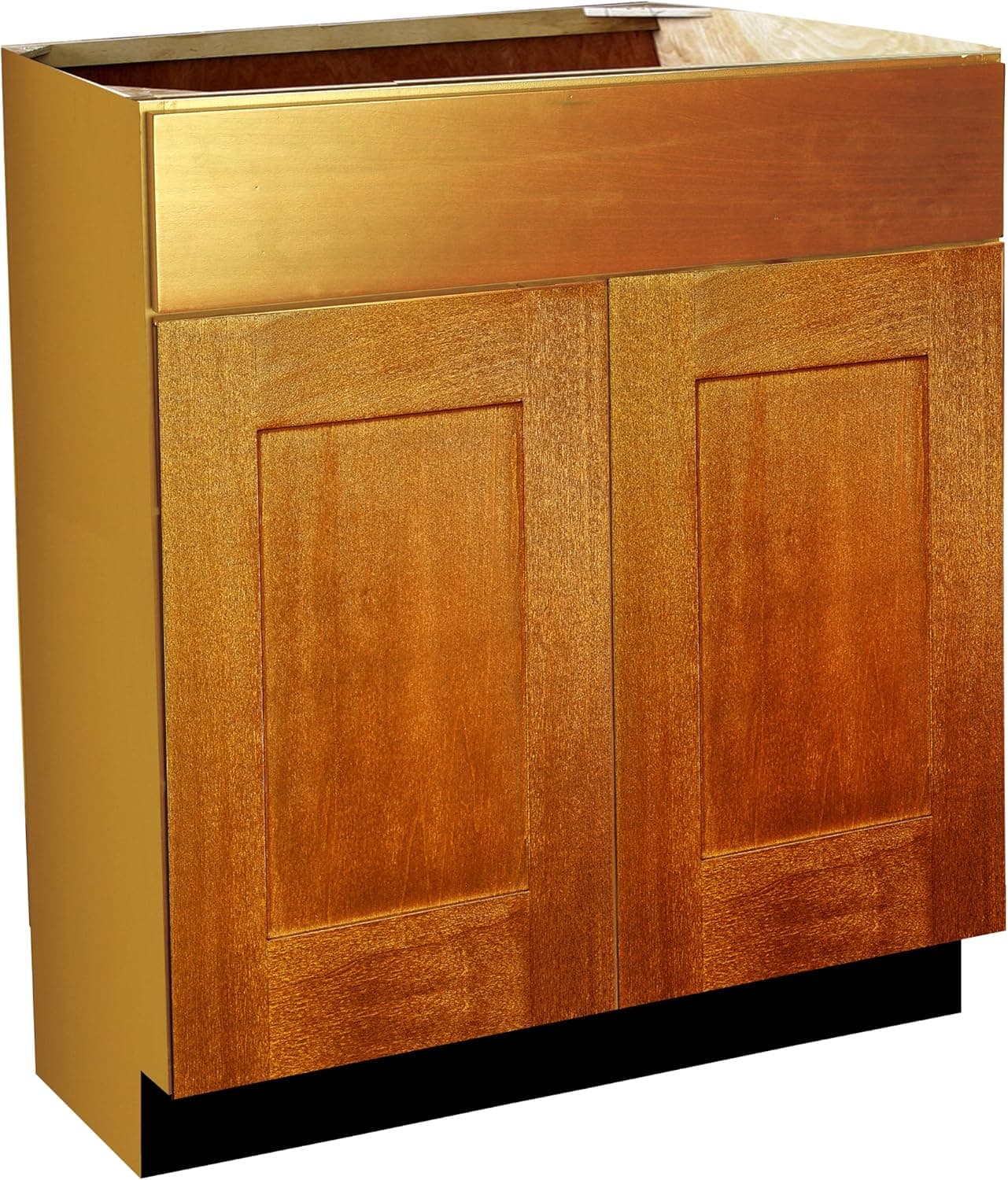 Shaker Panel Door Style Vanity Sink Base 30" Wide 21" Deep 34.5" High in a Maple Spice Finish Model VSB302134.5-SS