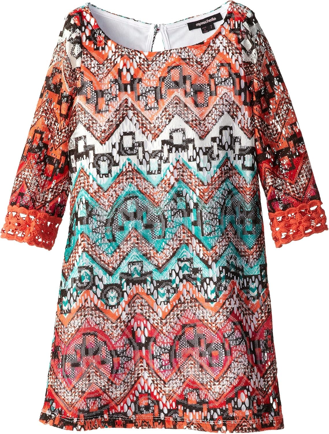 My Michelle Big Girls' Shift Dress with Crochet Detail On Sleeve