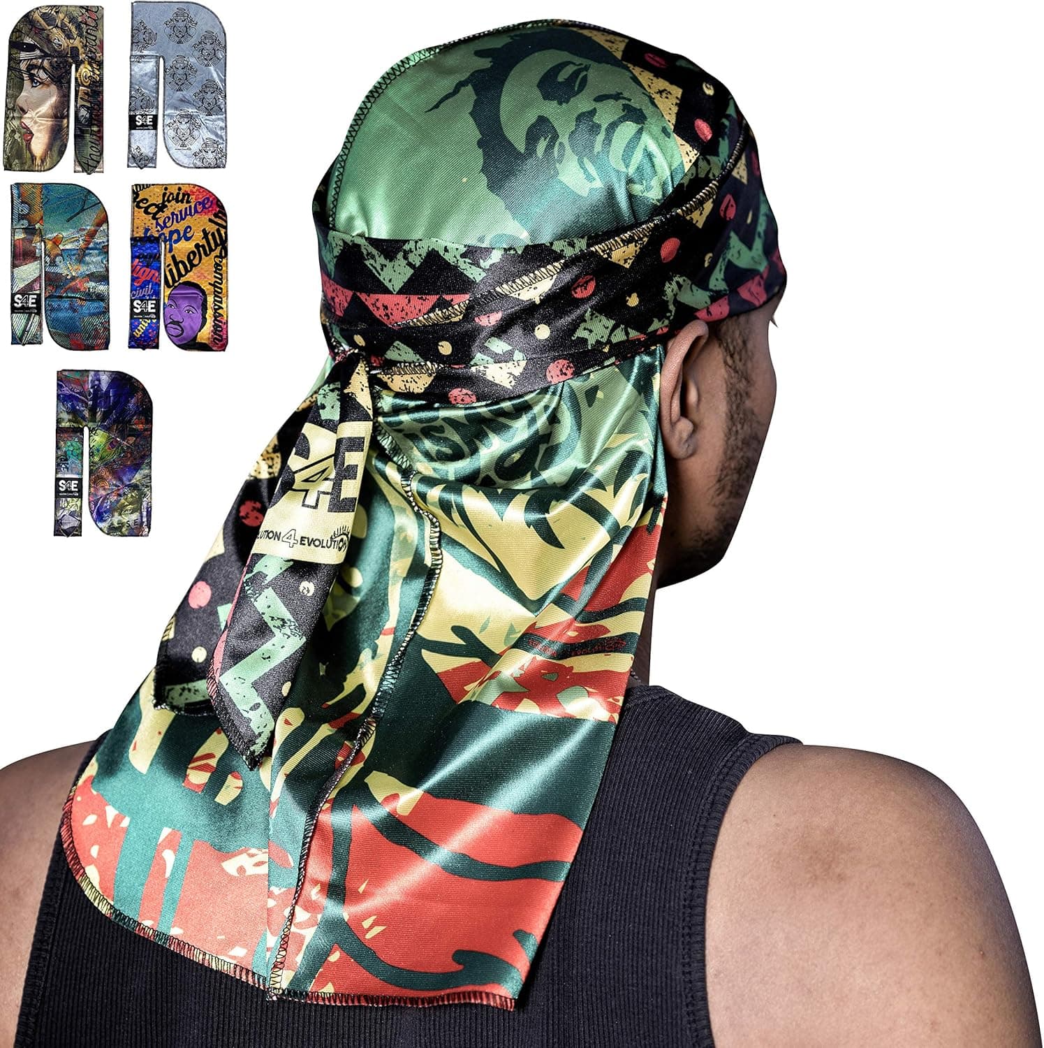 Satin Durag for Men and Women - Wide Straps Durag Cap for Men 360 540 720 Waves