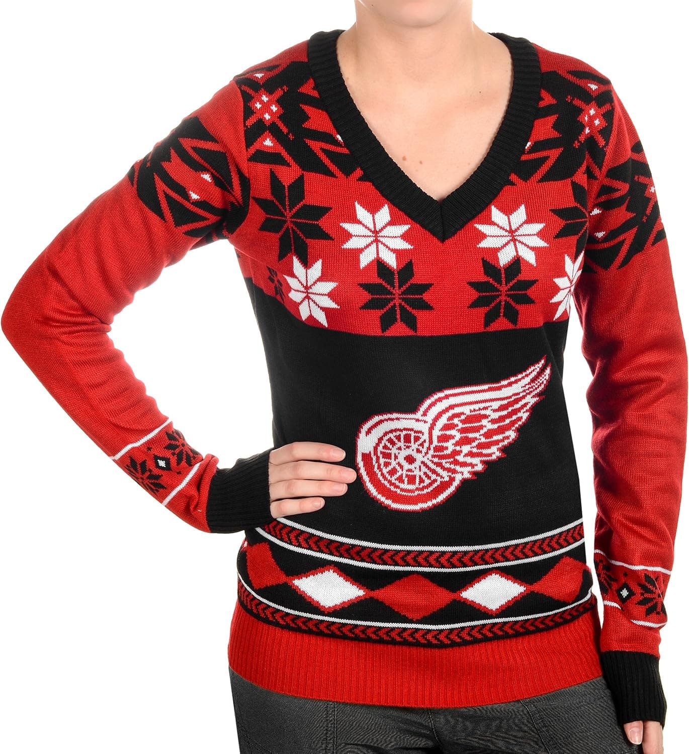FOCO NHL Womens Big Logo V-Neck Sweater