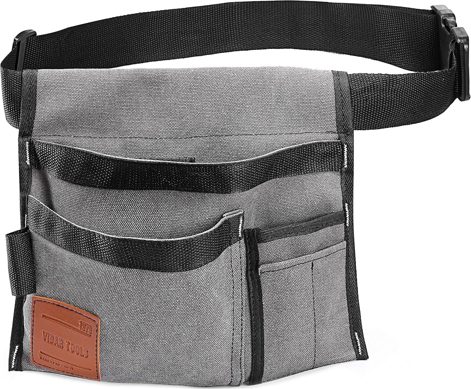 VIDAR TOOLS 6-Pocket Single Side Tool Belt Pouch/Utility Belt Bag/Tool Apron for Carpenter/Gardening/Waist .Durable Canvas Construction.Comfortable Adjustable Belt.Light Weight (Grey)