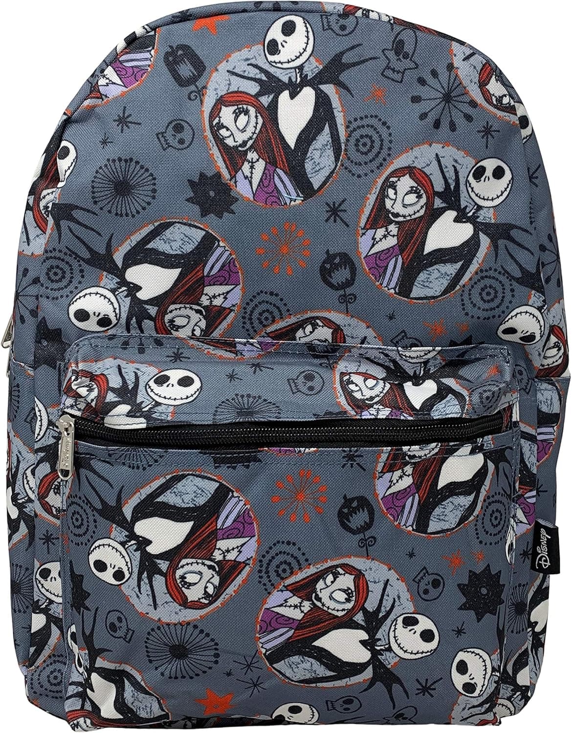 Disney Nightmare Before Christmas Sally & Jack Gray Allover Print 16IN Backpack -Grey