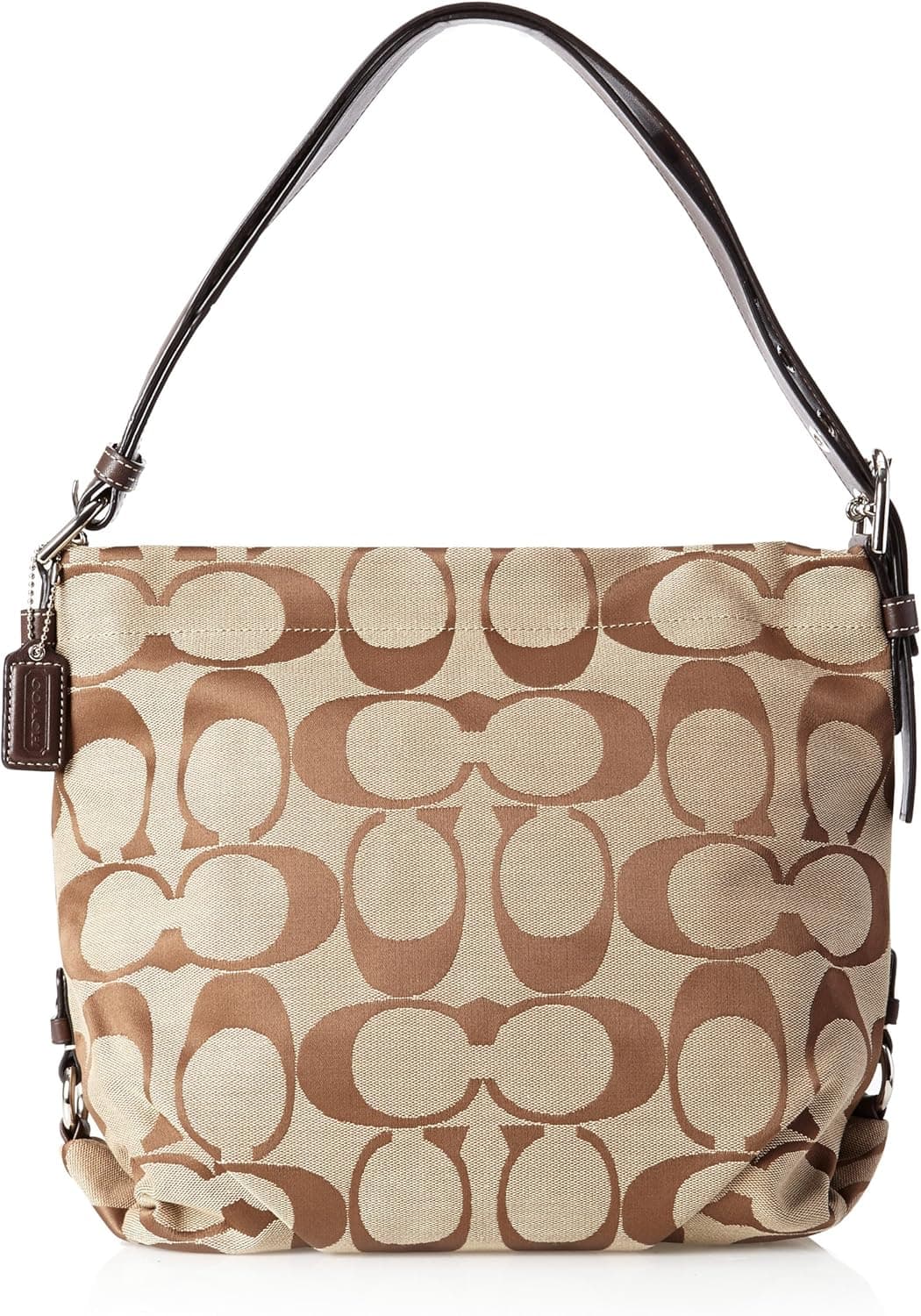 Coach 24CM Signature Zip Duffle Shoulder Bag 15067 Khaki / Mahogany