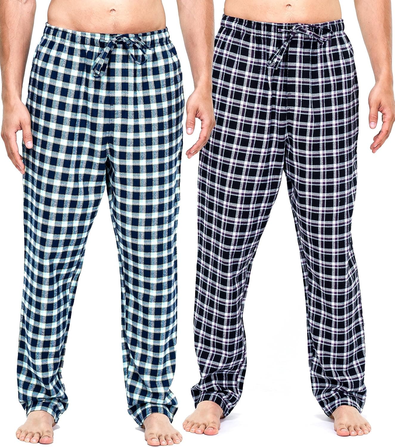 Noble Mount 100% Cotton Mens Flannel Pajama Pants with Pockets & Drawstring