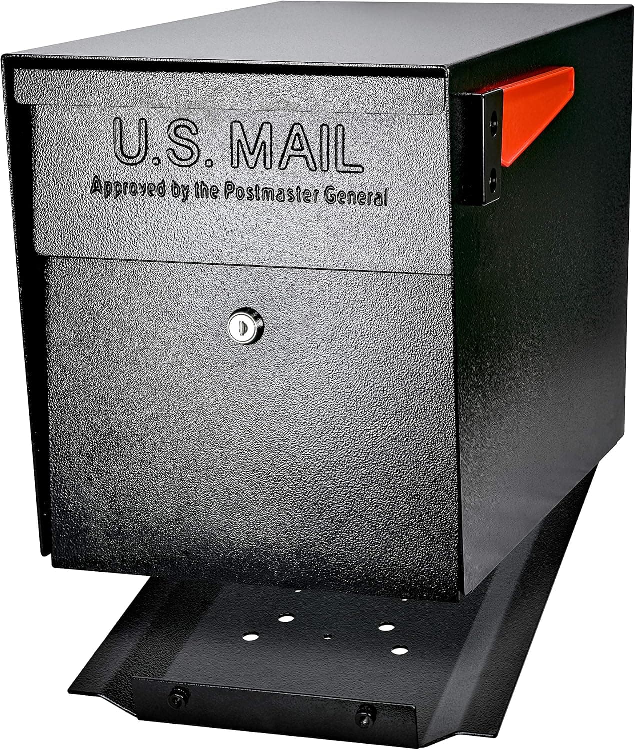Mail Boss 7106 Curbside Steel Post Mount Security Locking Mailbox, Black, Extra Large