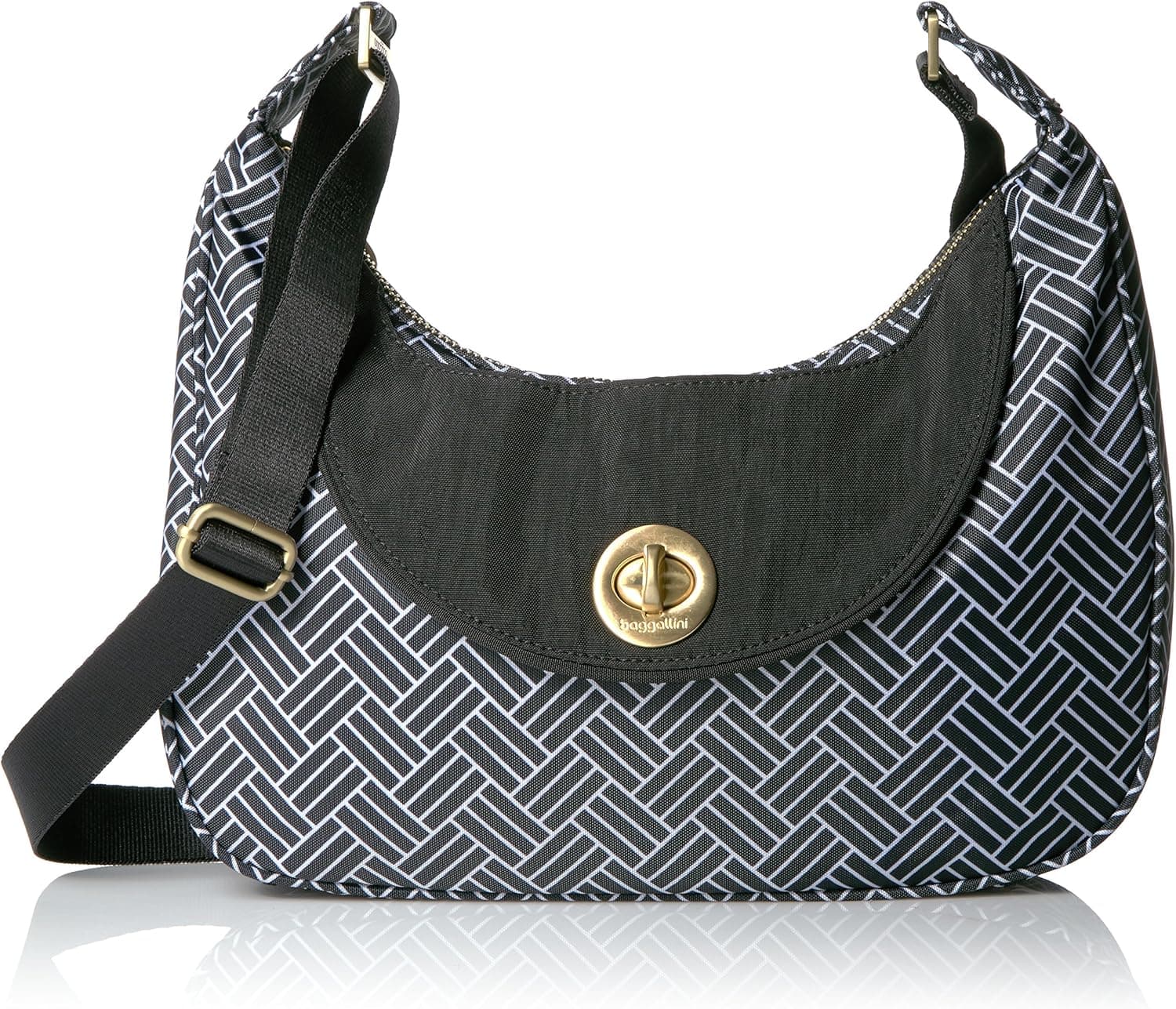 Baggallini Gold International Oslo Small Hobo Black Shoulder Bag