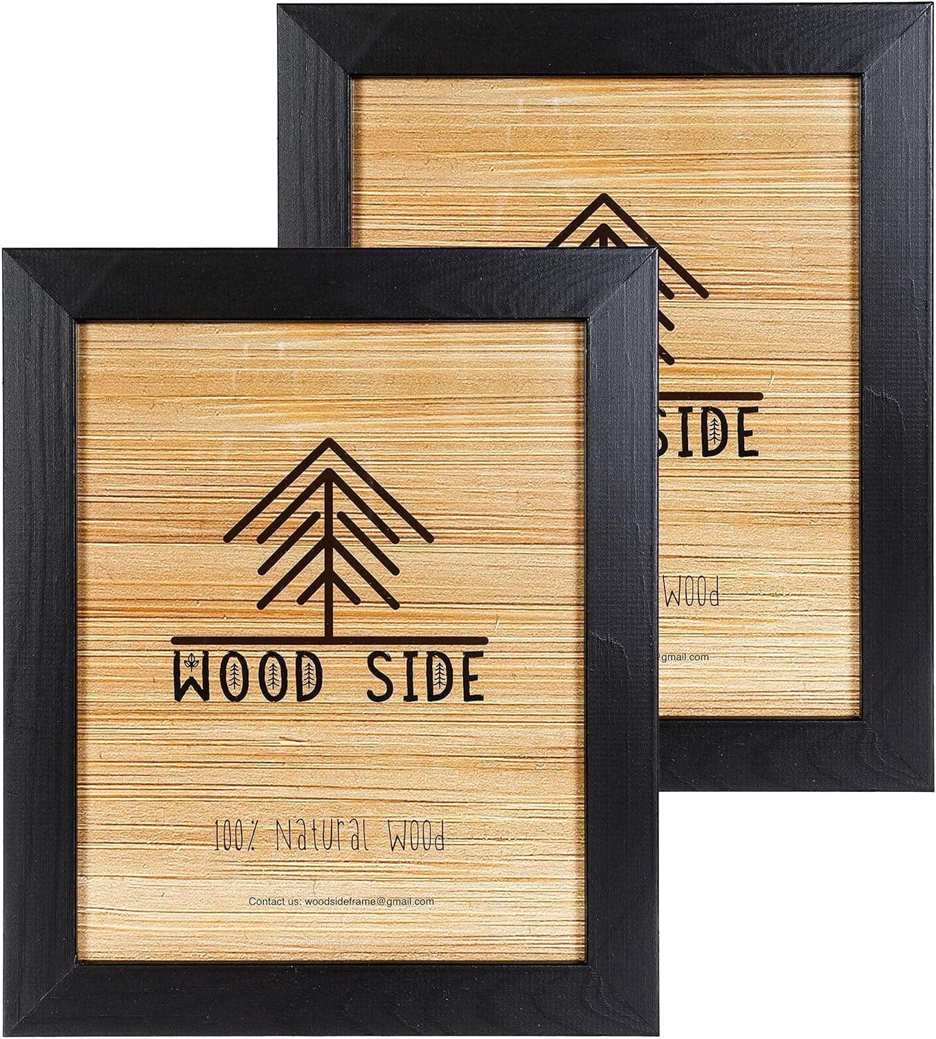 Rustic Wooden Picture Frame 8x10 - Black - Set of 2-100% Natural Eco Solid Wood with High Definition Real Glass for Wall Mount and Desktop Photo Frame