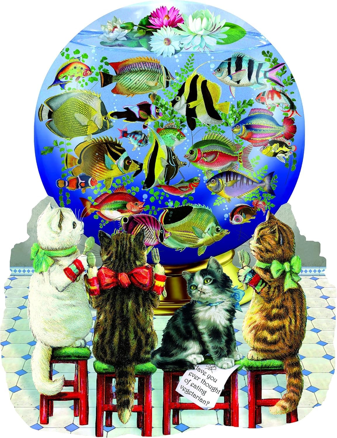Kitties in The Kitchen 1000 Piece Shaped Jigsaw Puzzle by SunsOut