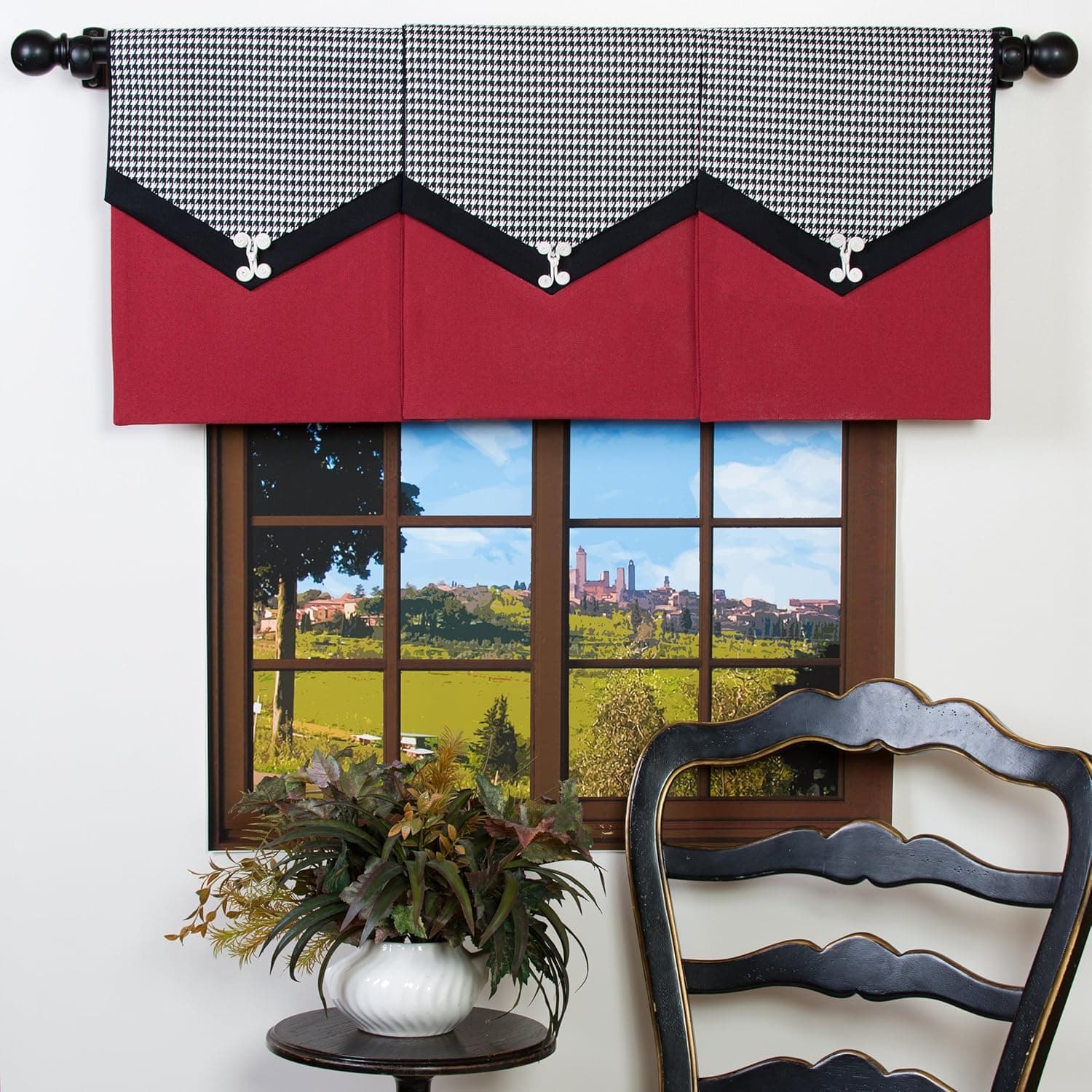 Window Wear Design Your Valance Houndstooth 3-Panel Valance