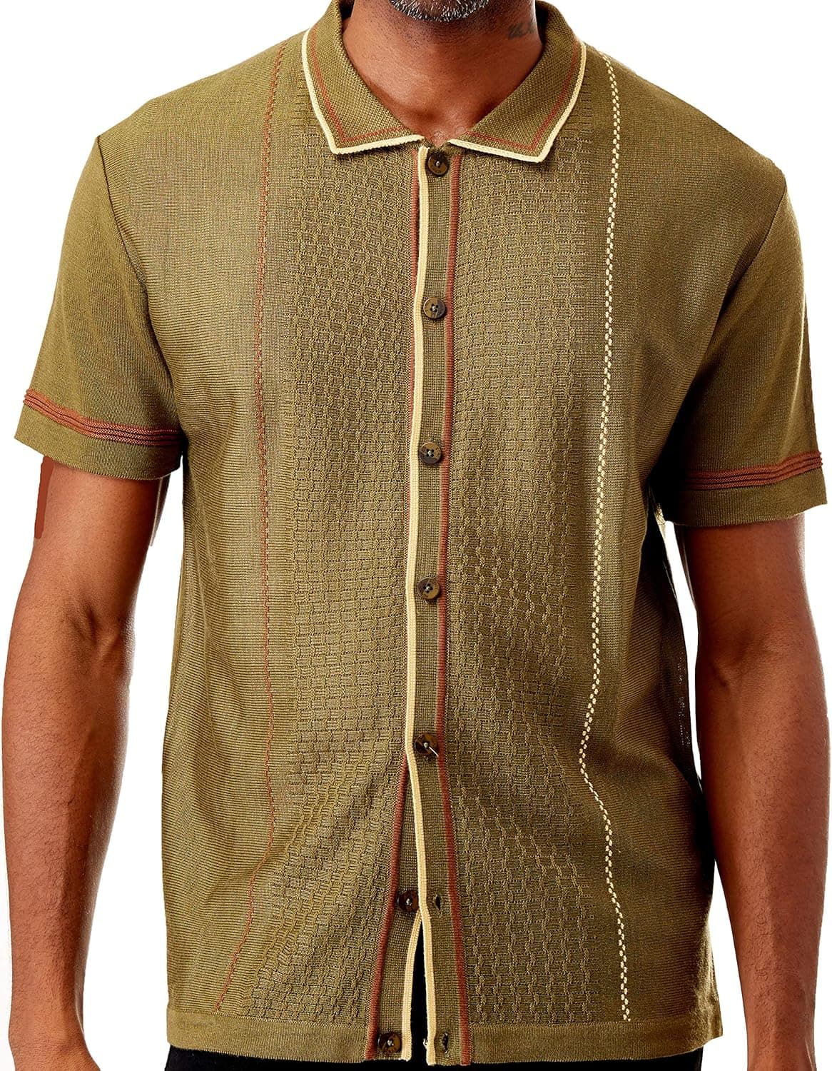 Men’s Short Sleeve Knit Sports Shirt - Modern Polo Vintage Classics: Multi Stripes