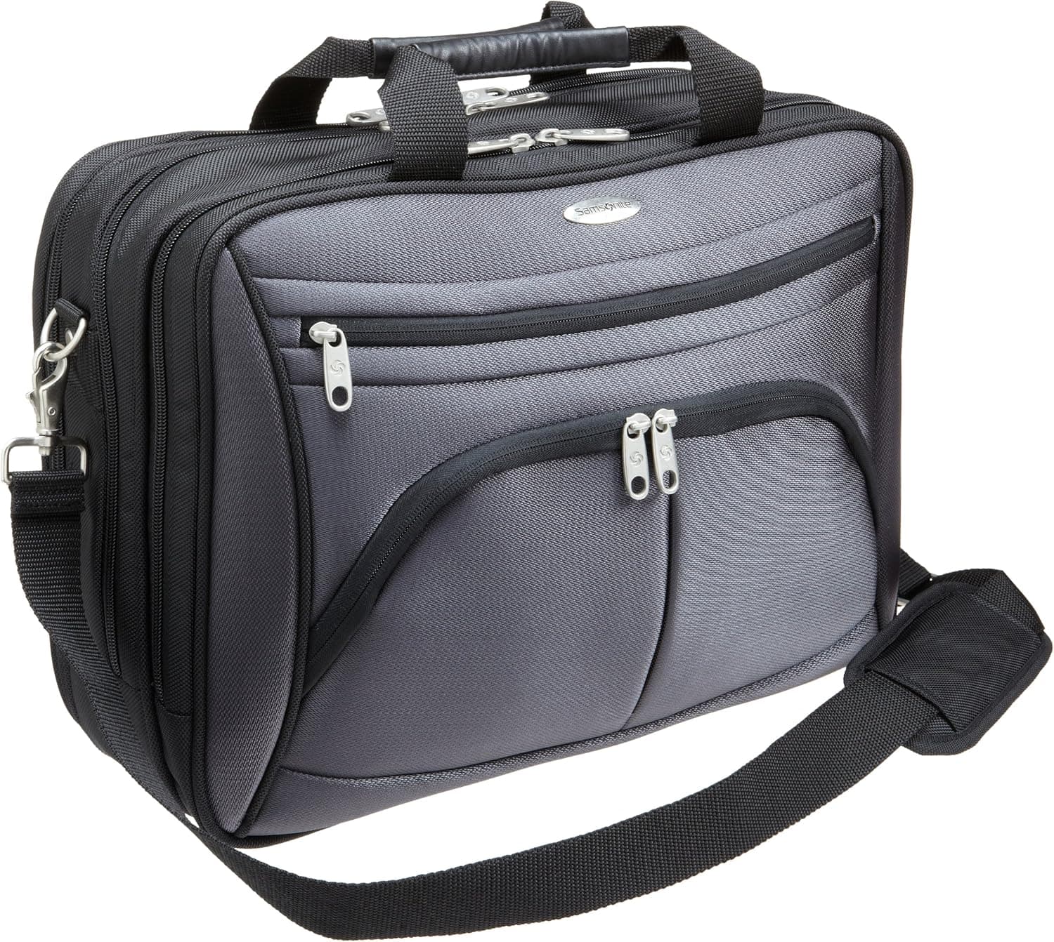 Samsonite Triple Gusset 17" Laptop iPad/Tablet Briefcase - Black & Grey