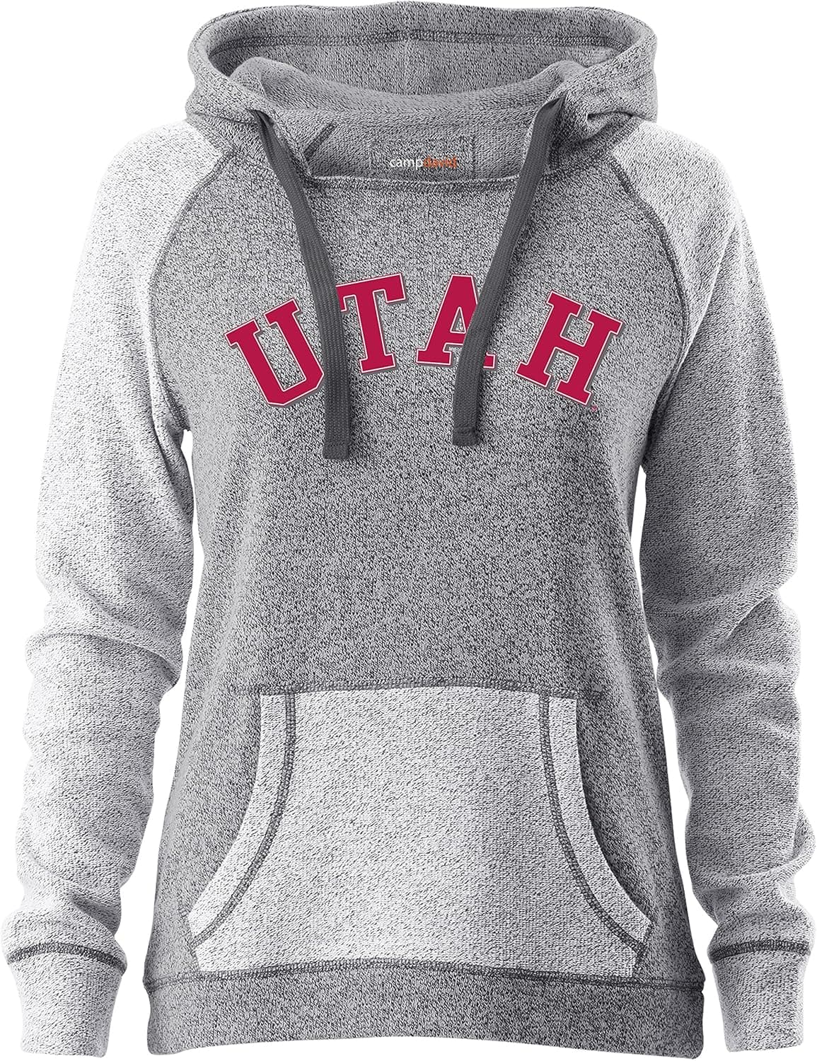 Camp David NCAA Utah Utes Women's Reverse Sleeve and Pocket Hoodie, Small, Pepper/Charcoal