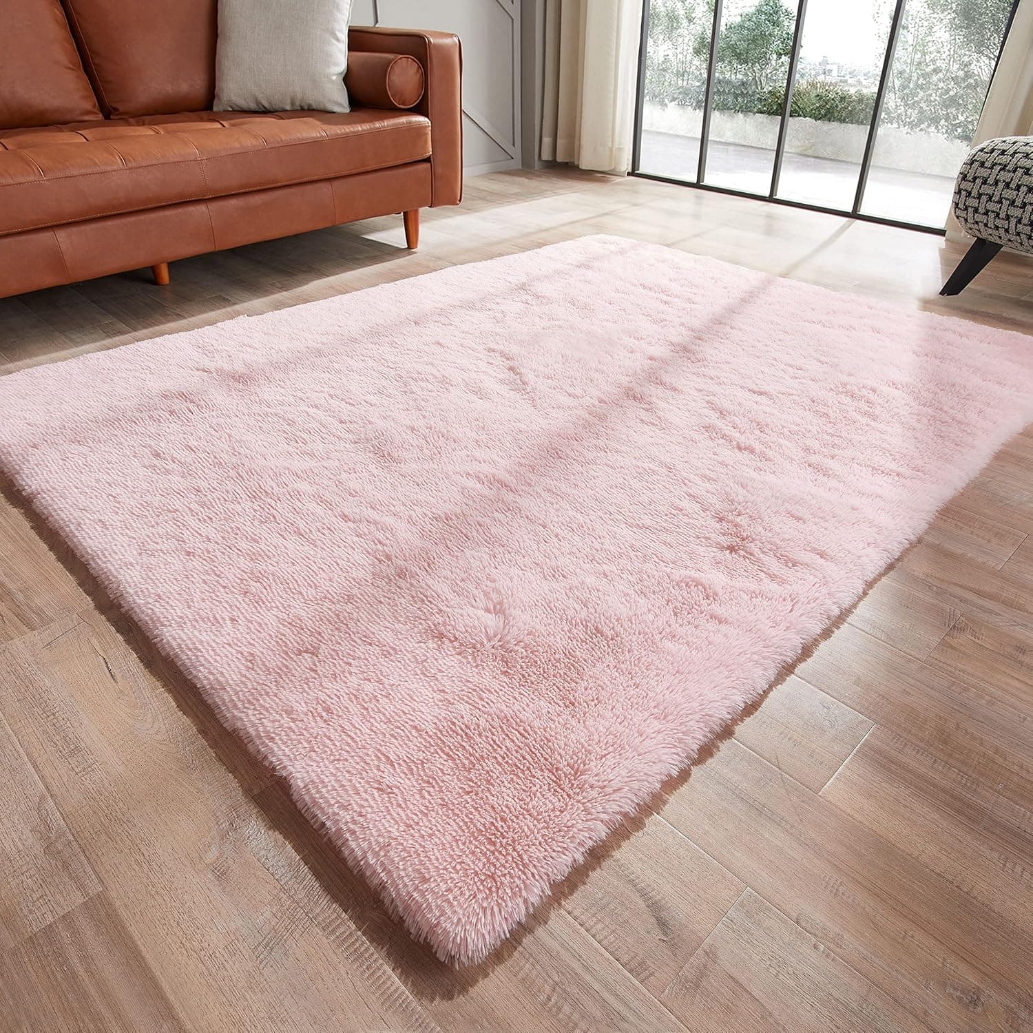 GKLUCKIN Shag Ultra Soft Area Rug, Fluffy 2'X3' Pink Fuzzy Foyer Rug for Entryway Non-Skid Small Furry Plush Accent Rugs for Living Room Bedroom Nursery Indoor Decor