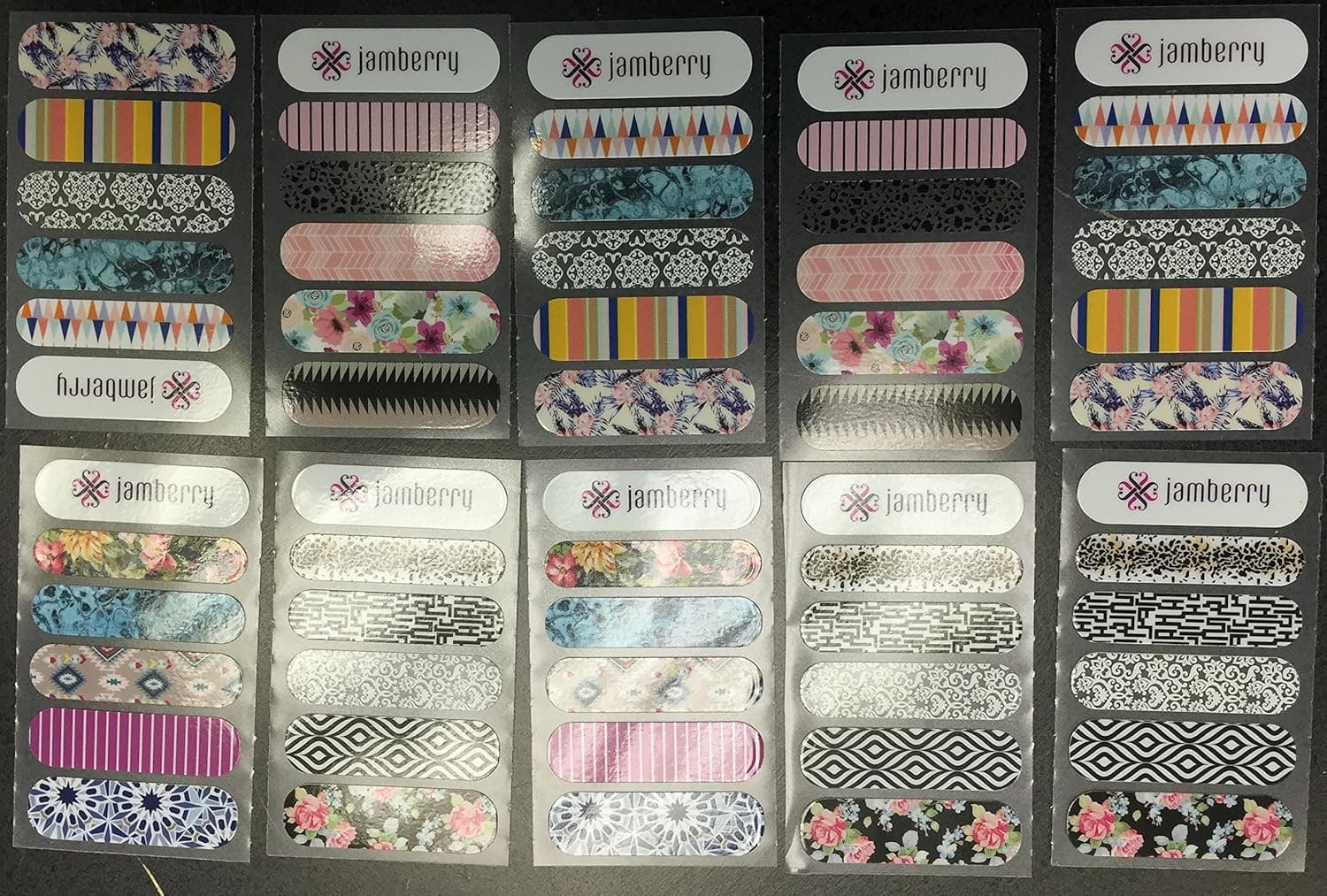 Jamberry Nail Wraps 10 Sample Sheets Accent Nails Mix and Match NEW GIFT