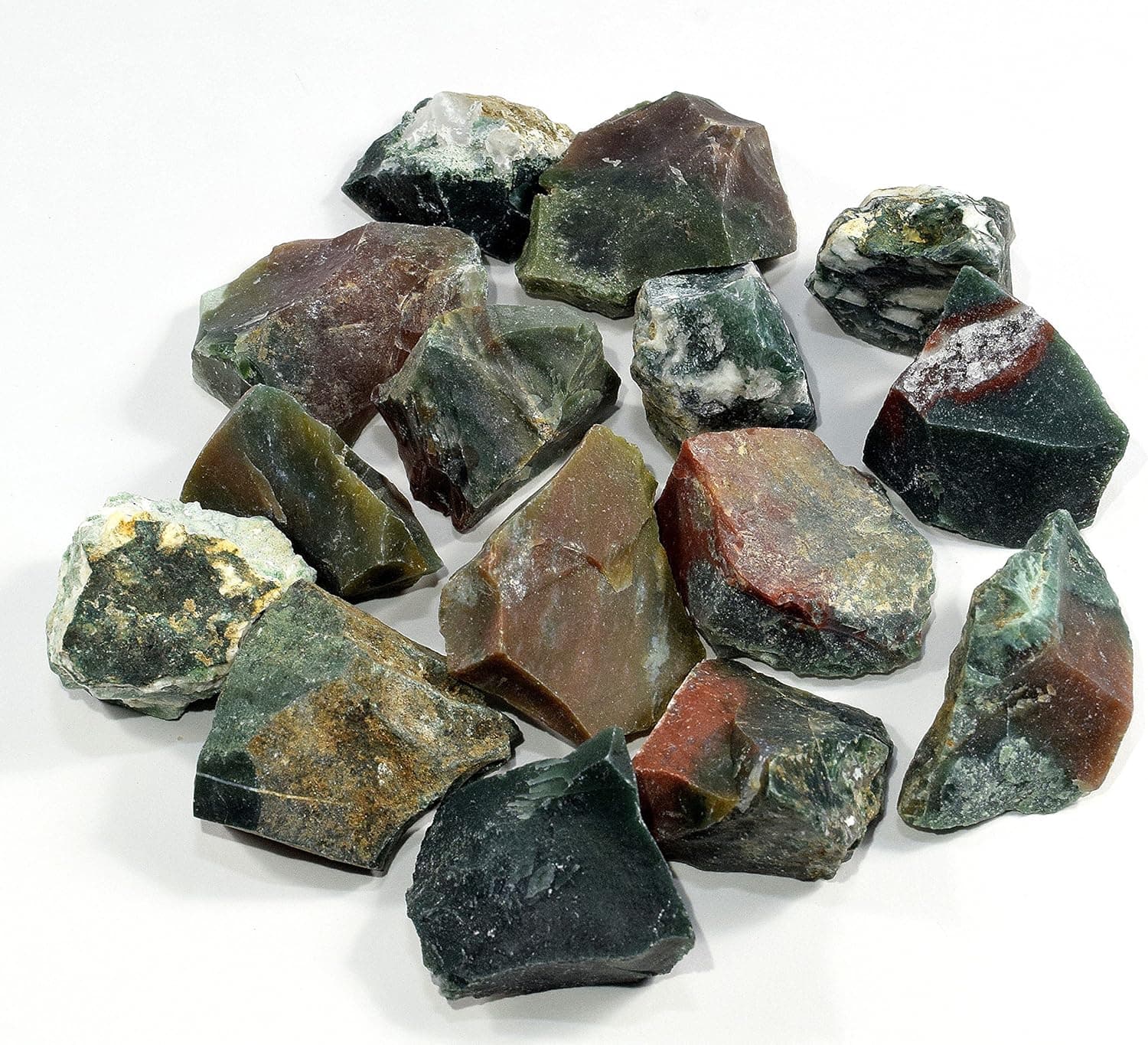 Multicolor Bloodstone Rough Natural Green Red Heliotrope Agate Stone Cab Chalcedony Mineral Blood Jasper Crystal Cabochons from India - 10PCS