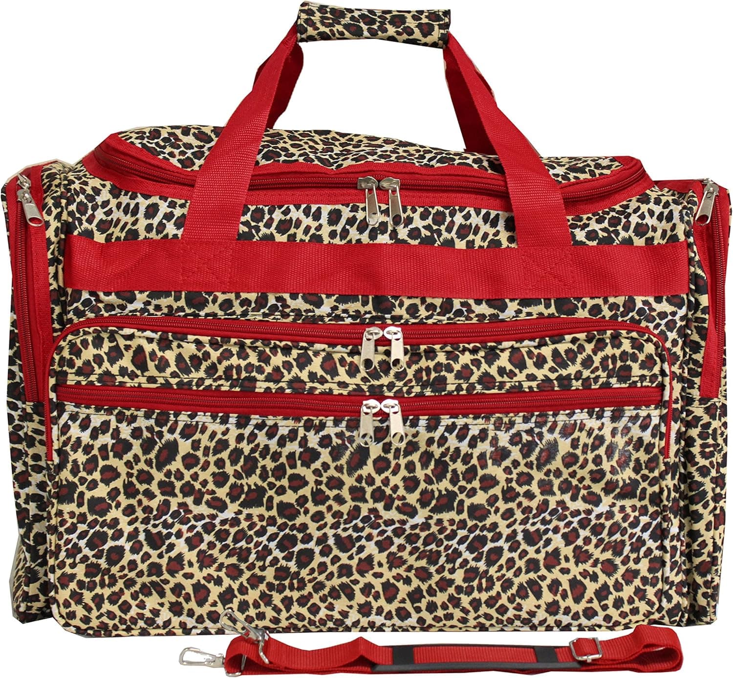 World Traveler Animal Prints 19-inch Duffel Bag, Red Trim Leopar, One Size