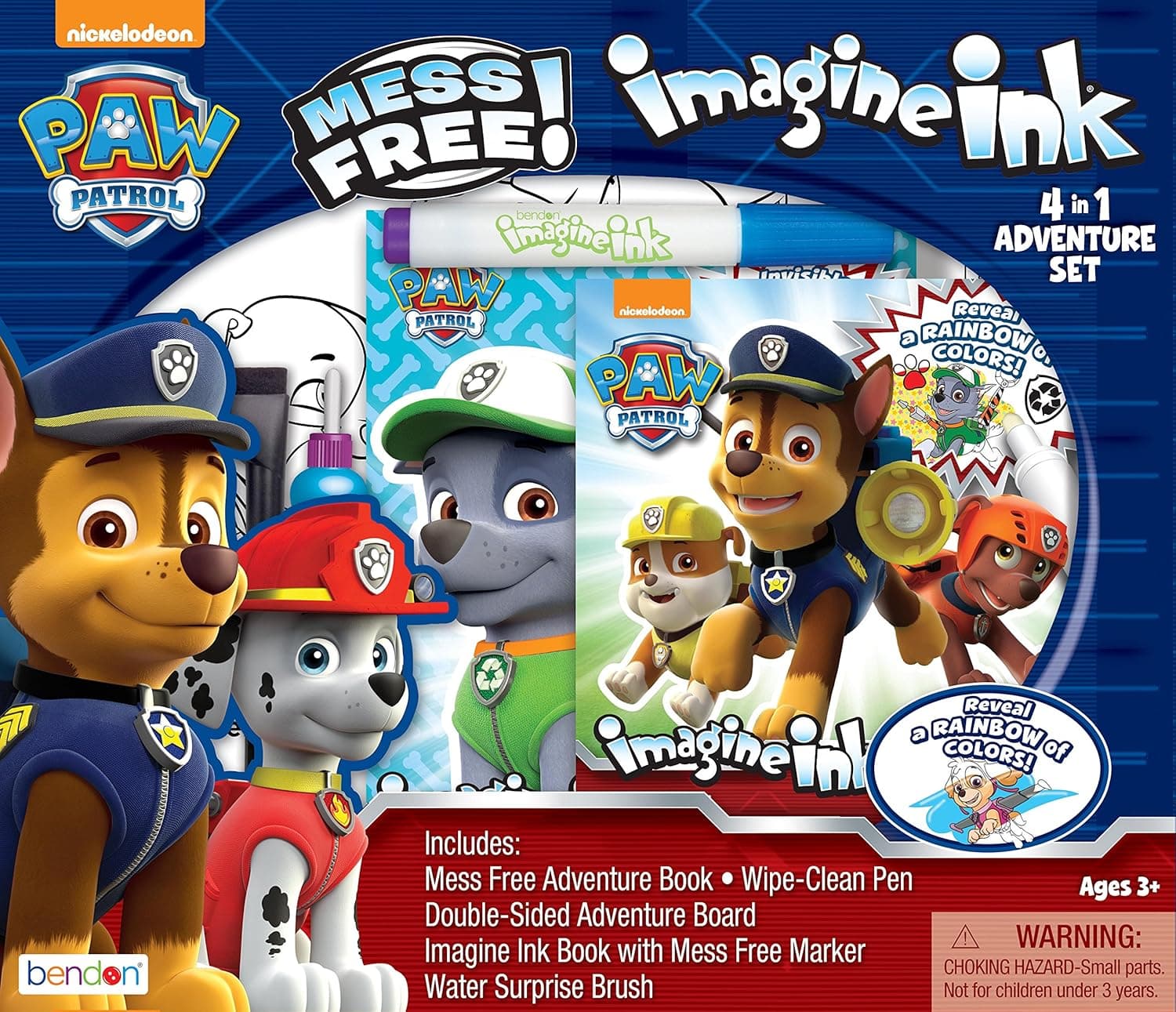 Bendon Nickelodeon PAW Patrol Imagine Ink 4-in-1 Coloring Book Activity Set with 2 Imagine Ink Activity Books, 2 Mess Free Utensils, a Water Surprise Board, & a Write & Wipe Board with Marker 41849