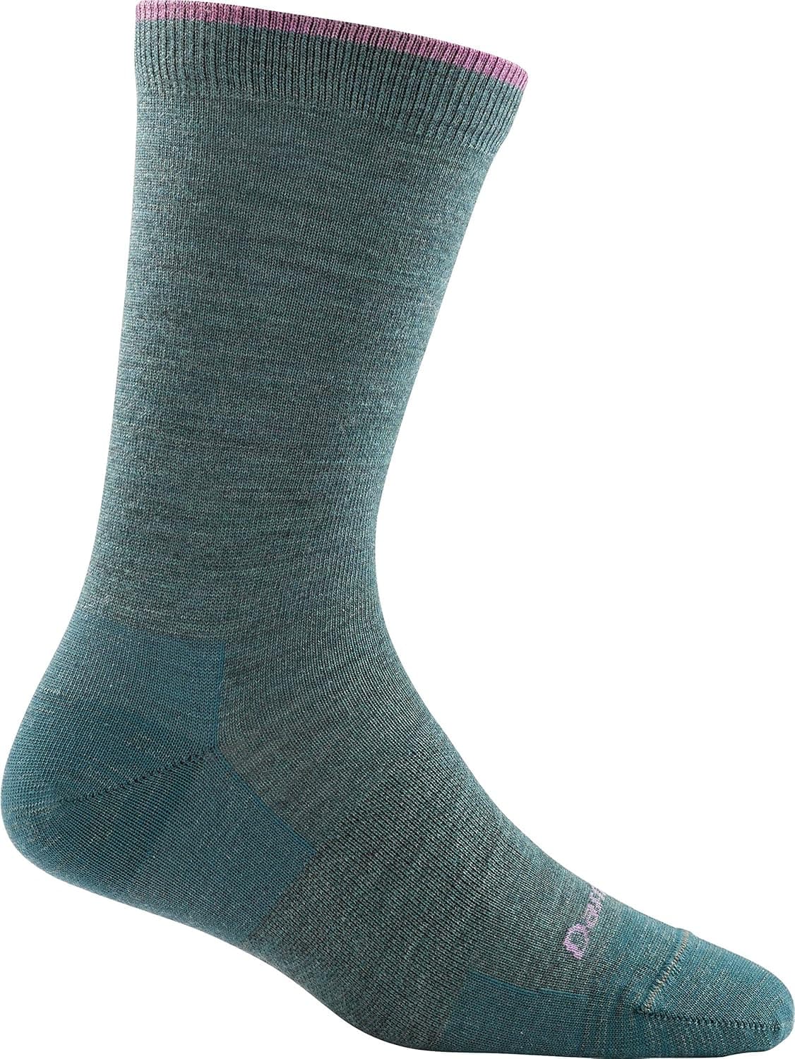 Darn Tough Women's Solid Basic Crew Light Socks, Teal, Medium