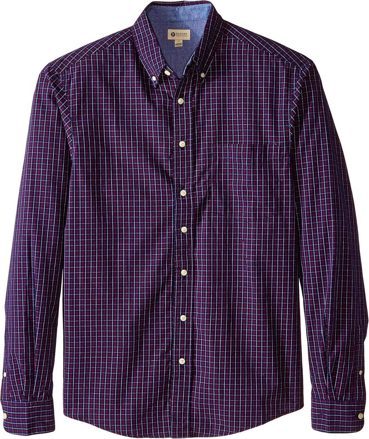 Haggar Men's Big-Tall Long Sleeve Peached Poplin Woven Shirt