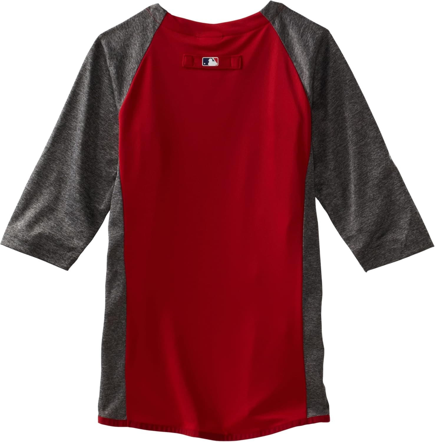 MLB Philadelphia Phillies 3/4 Sleeve Crew Neck Featherweight Tech Fleece Pullover, Red/Grey