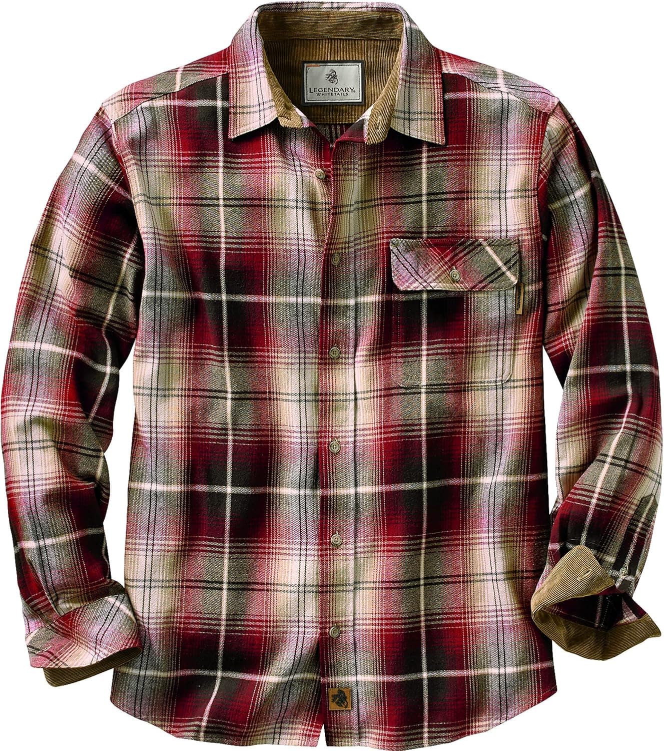 Legendary Whitetails Men's Standard Buck Camp Flannel Shirt Brick Plaid, X-Large